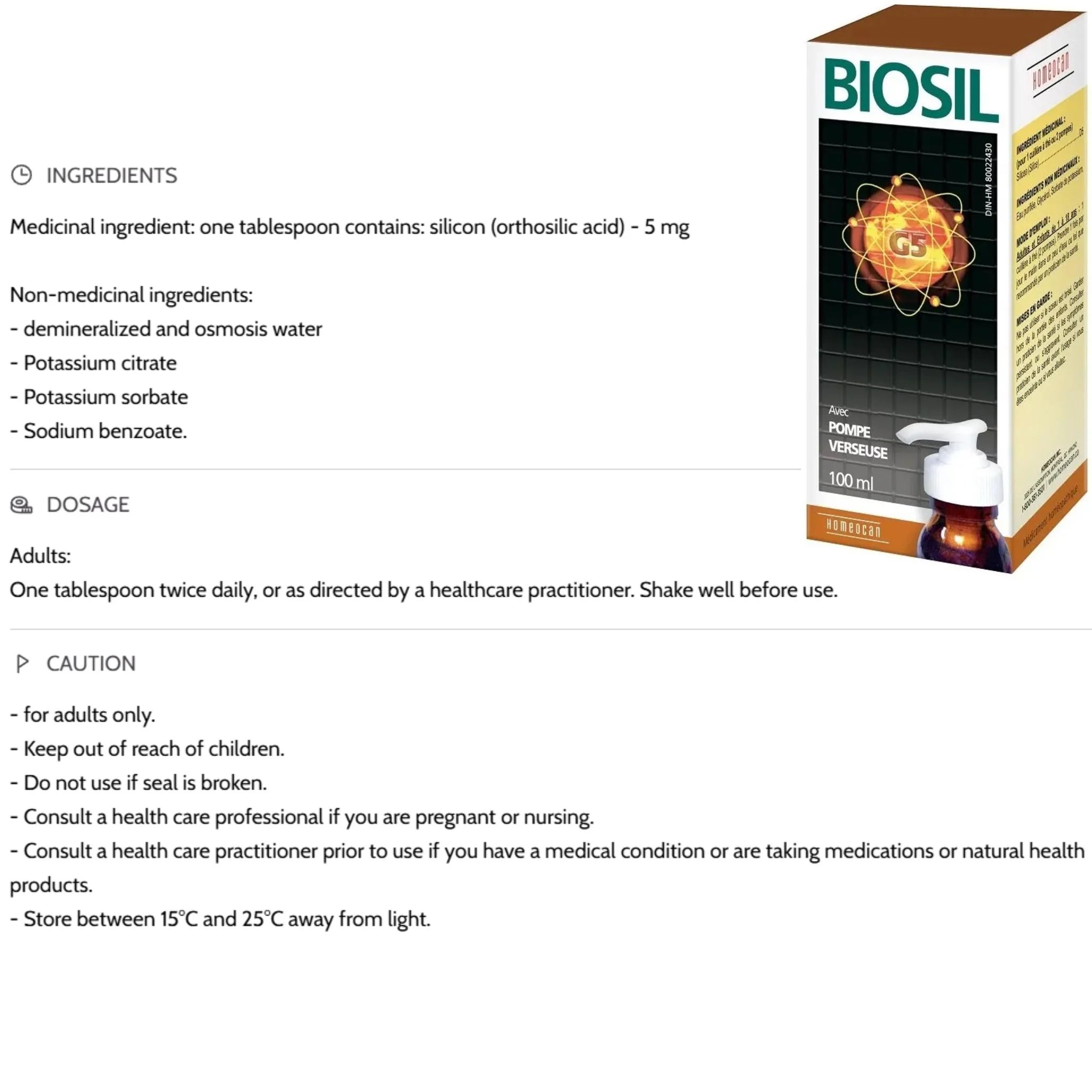 Homeocan Biosil With Pump Dispenser 100ml