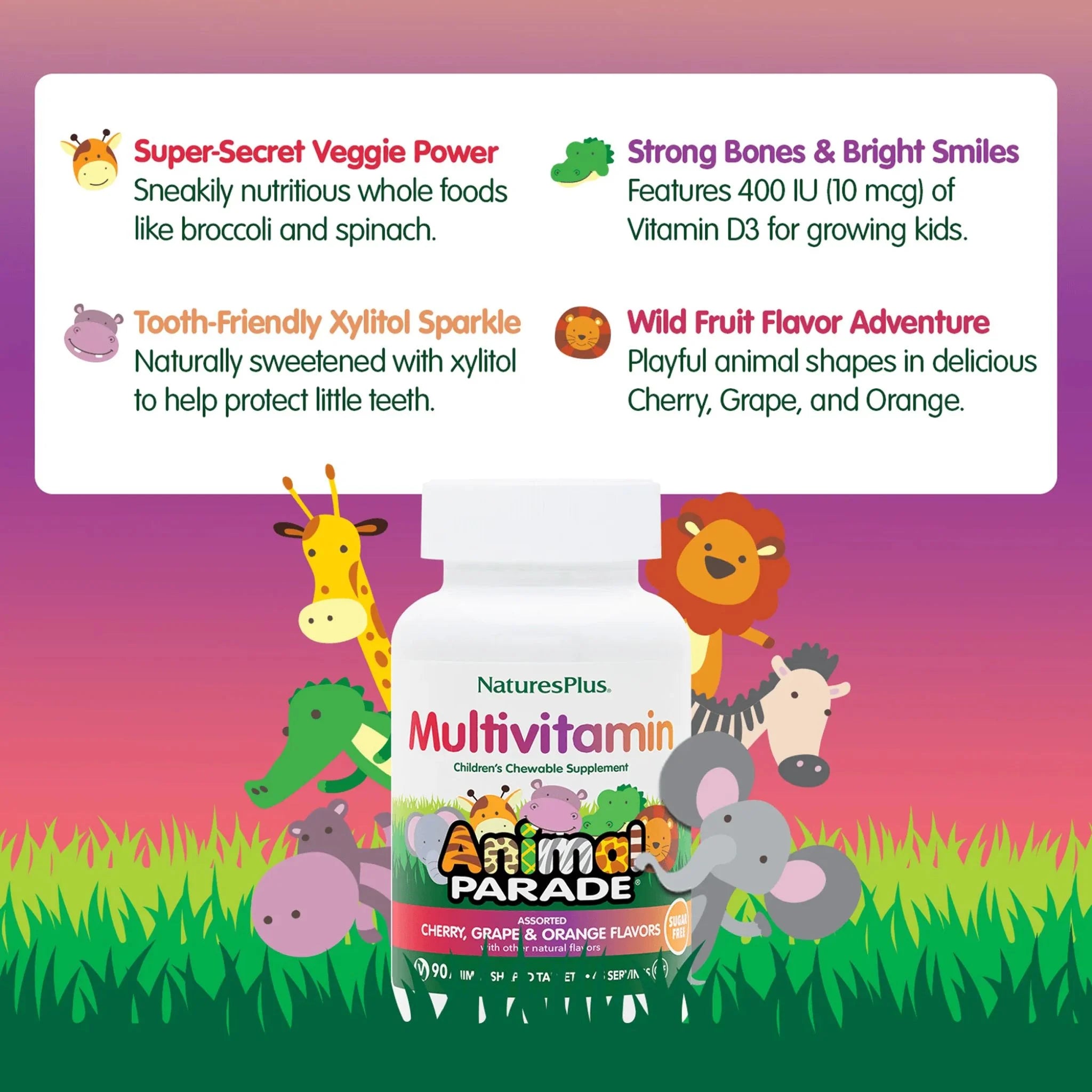 Animal Parade Sugar Free Multivitamin Chewables Assorted 90ct