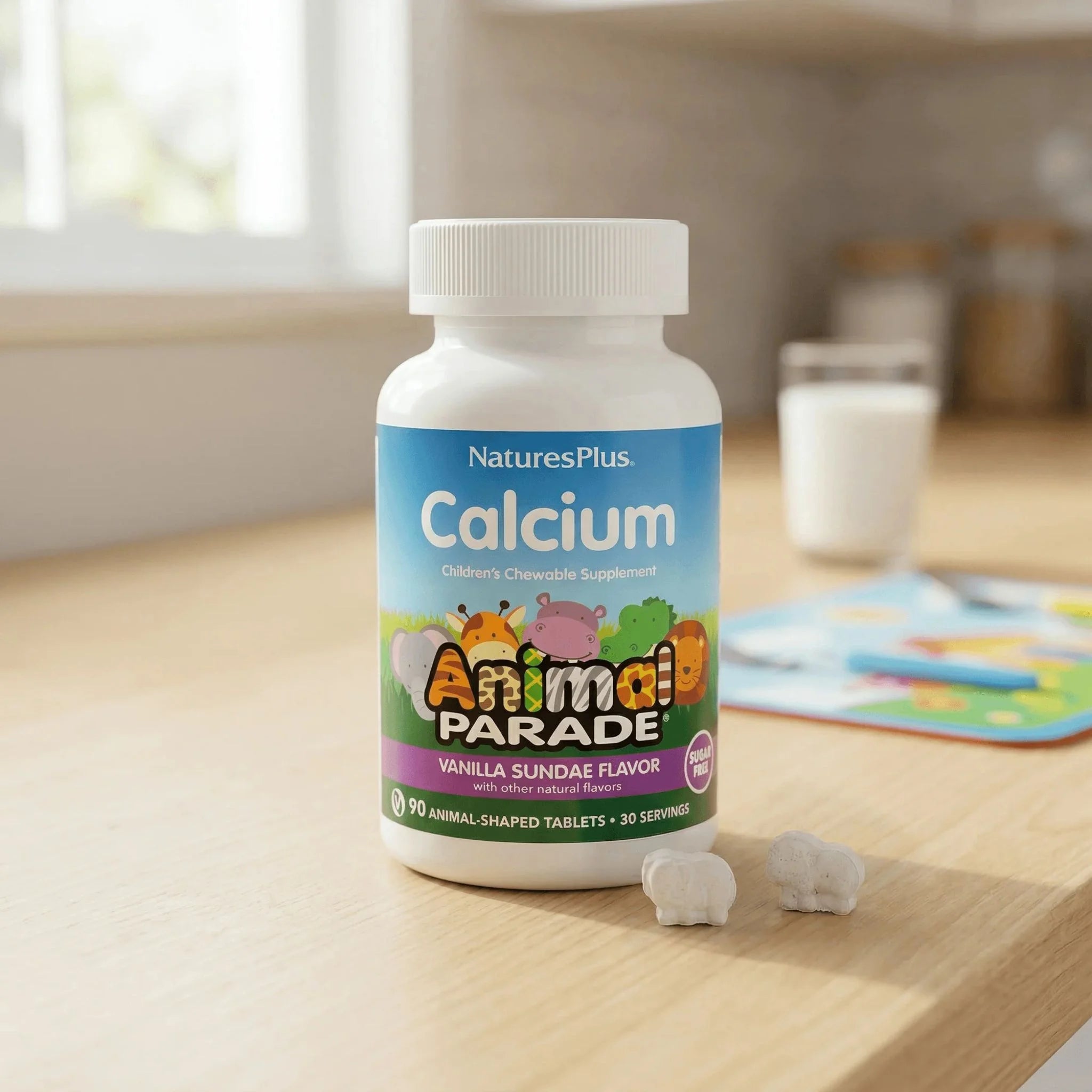 Animal Parade Sugar Free Calcium Childrens Chewables Vanilla 90ct