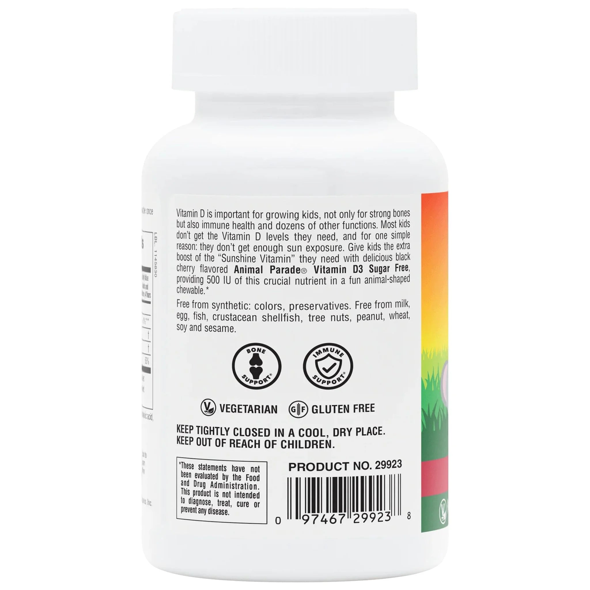 Animal Parade Vitamin D3 Chewables 500 IU Black Cherry 90ct