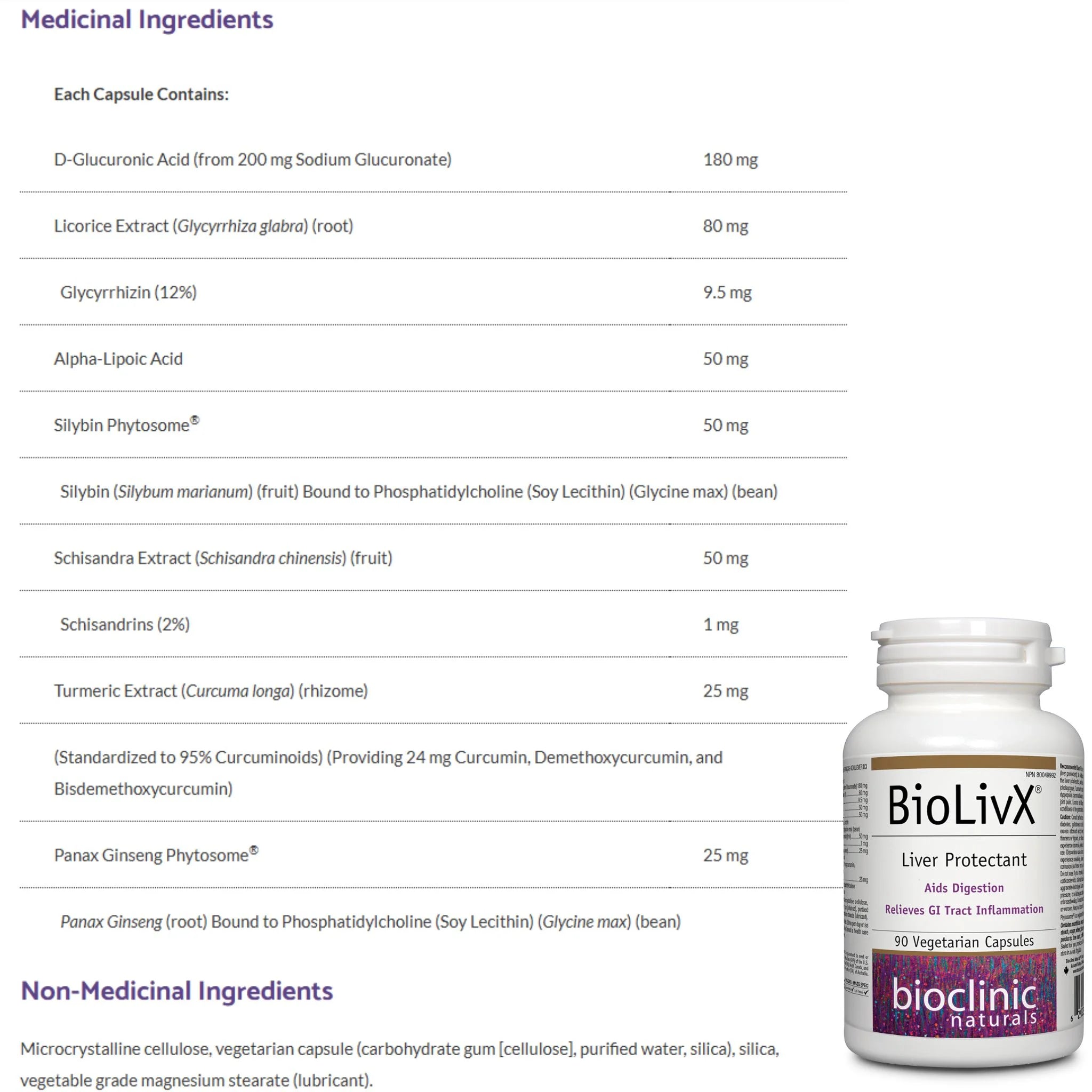 Bioclinic Naturals BioLivX Liver Protectant 90 Vegetarian Capsules