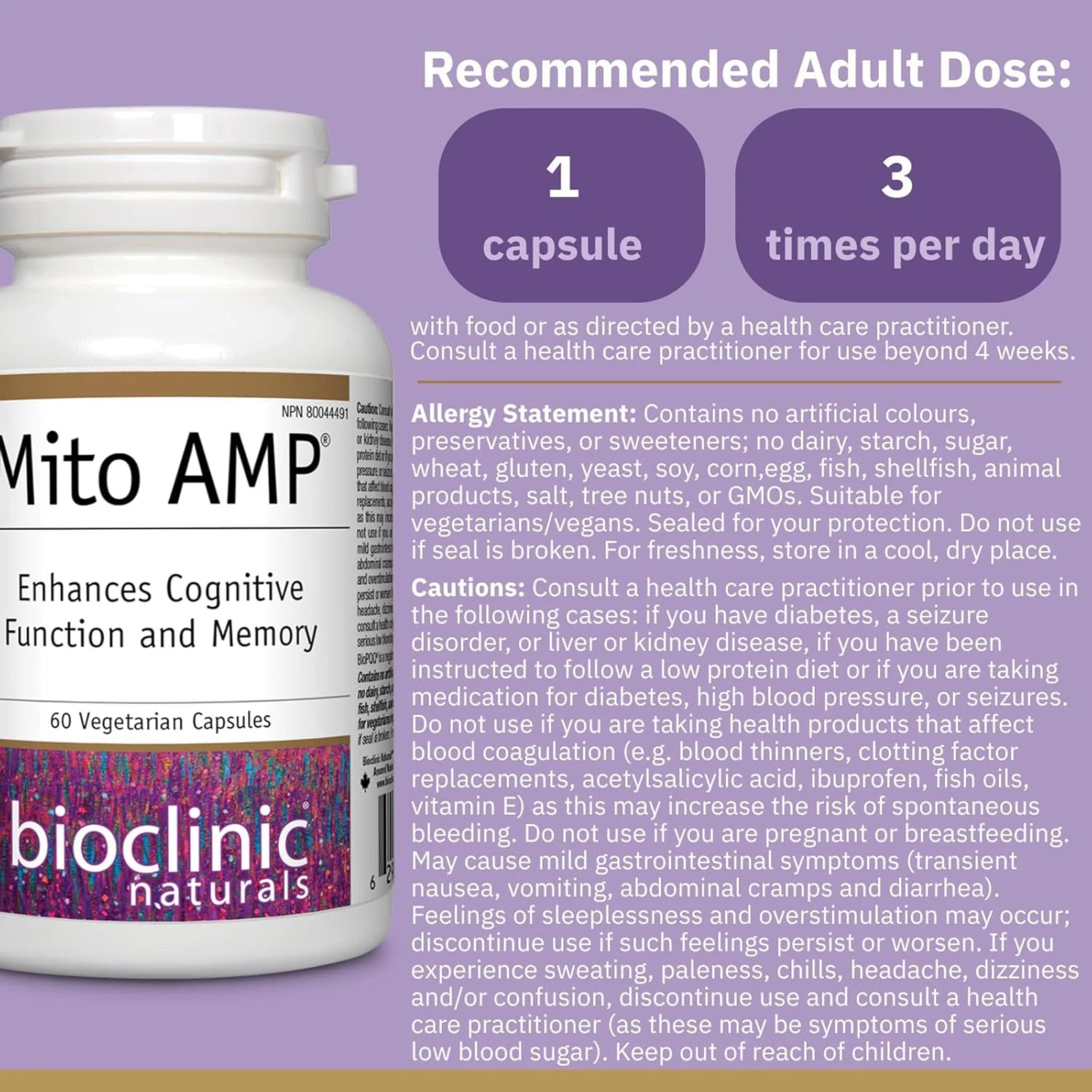 Bioclinic Naturals Mito AMP 60 Vegan Capsules - Nature's Source Inc