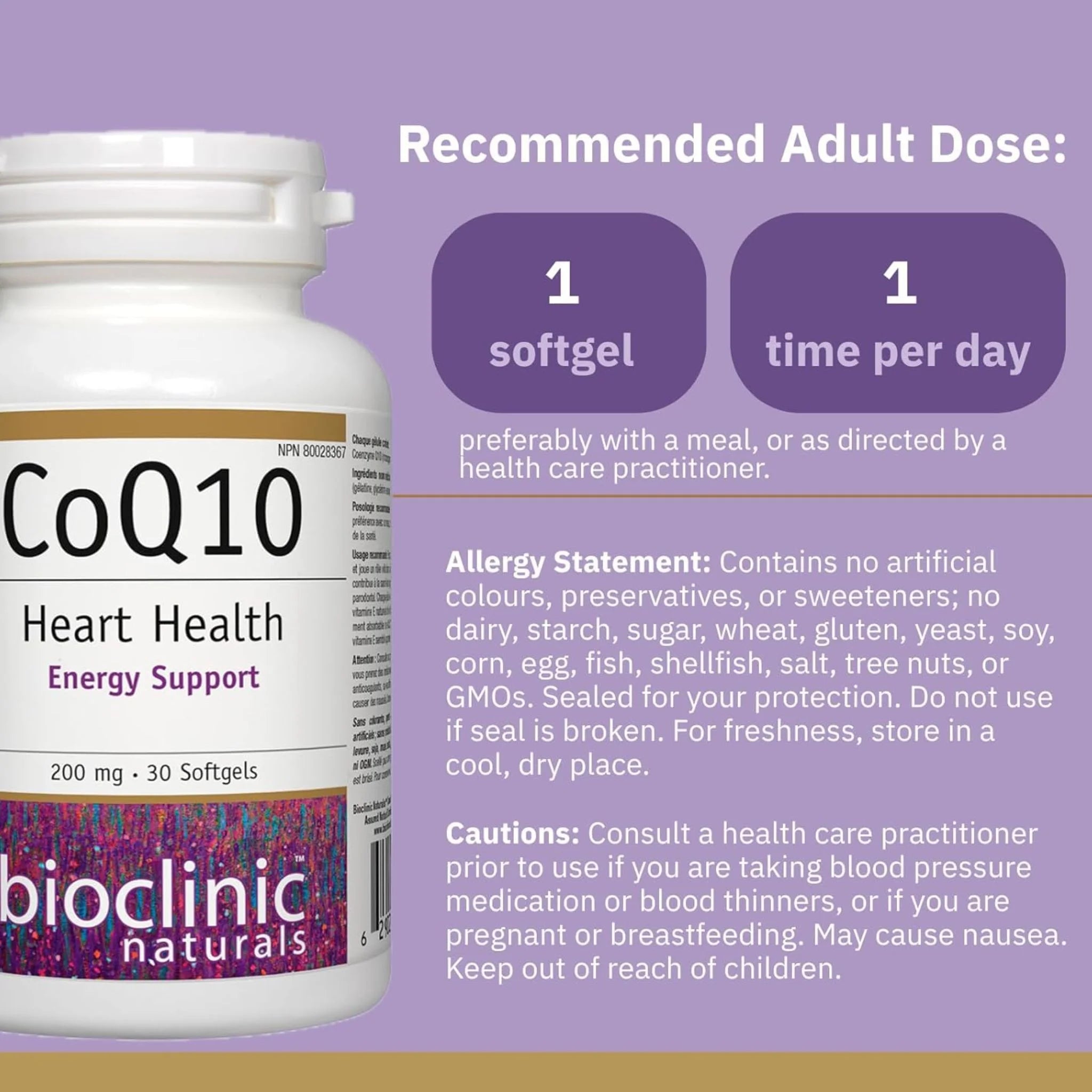 Bioclinic Naturals CoQ10, 200mg 30 Softgels - Nature's Source Inc