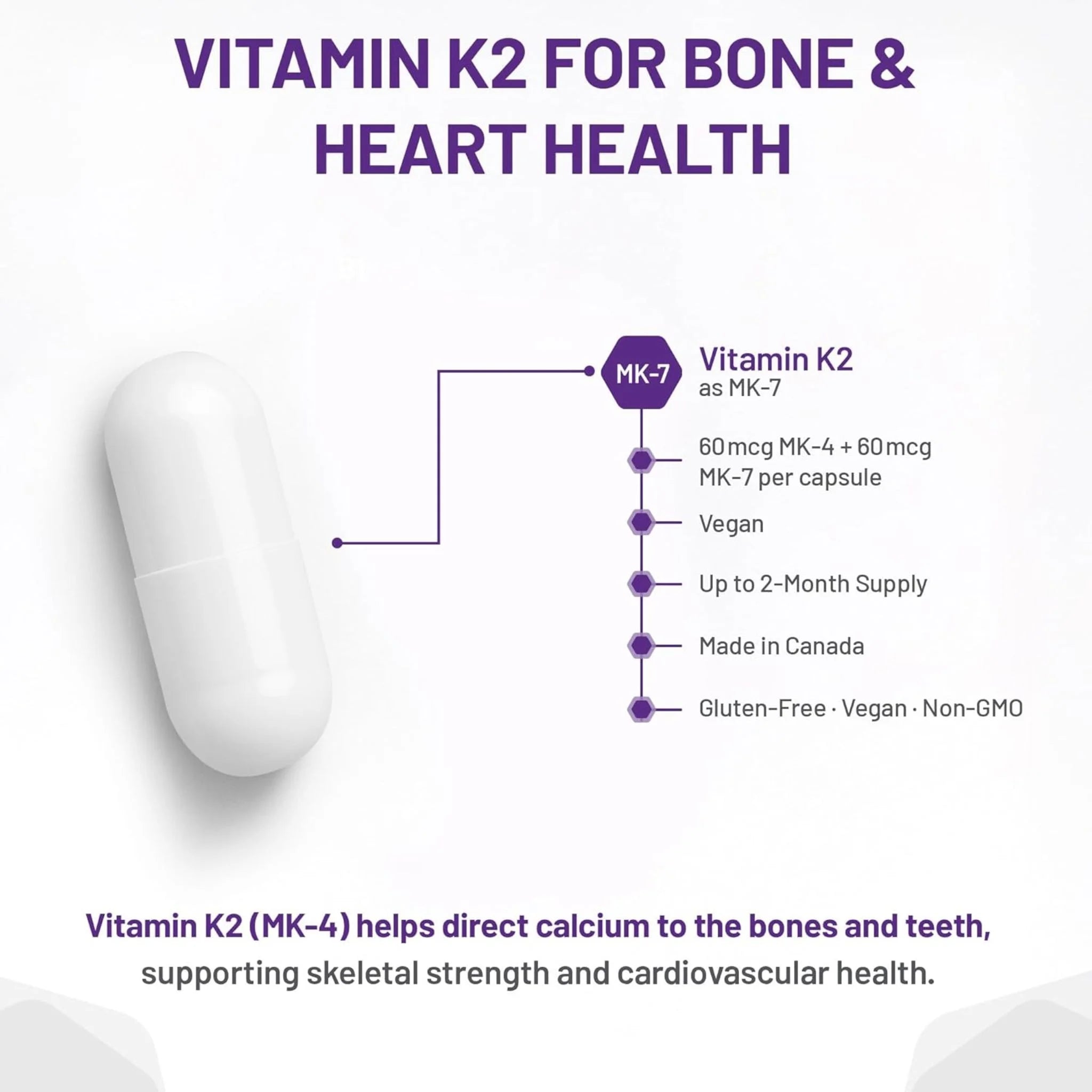 AOR Vitamin K2, 120mcg 60 Vegan Capsules - Nature's Source Inc