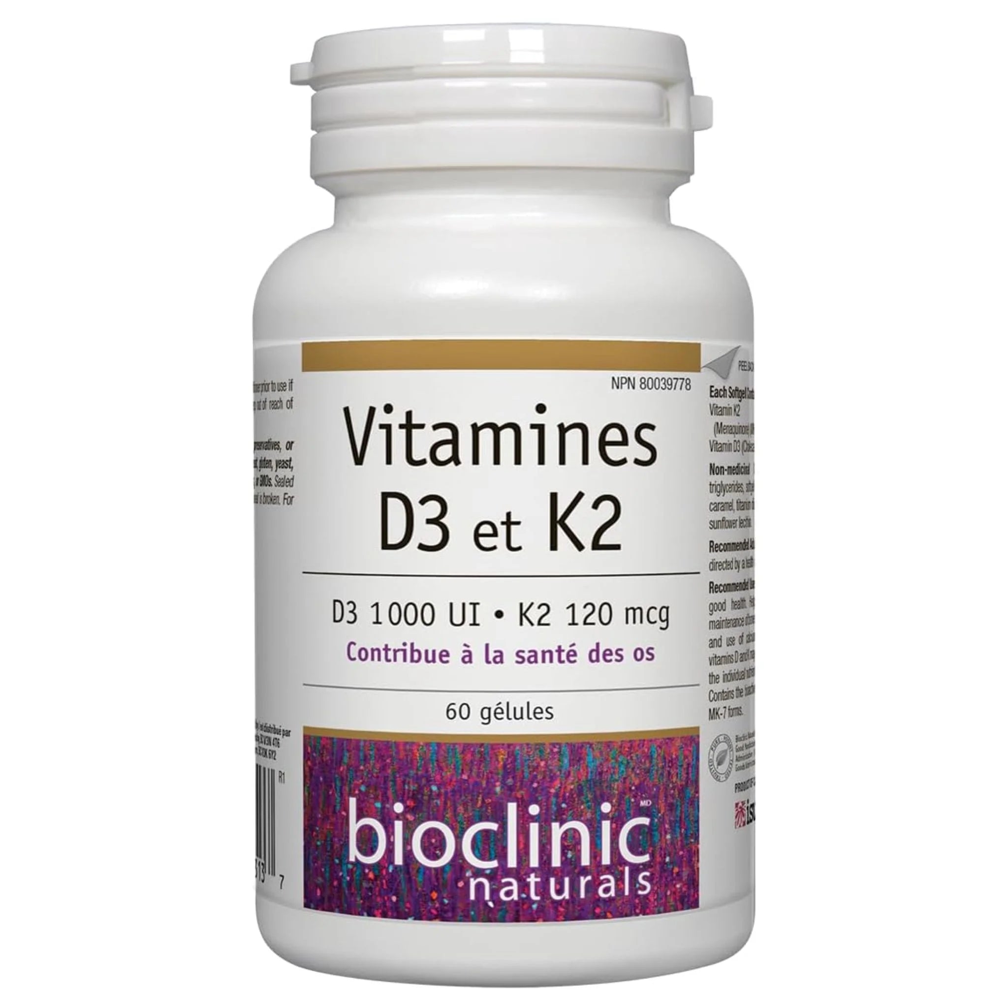 Bioclinic Naturals Vitamin D3 & K2 60 Softgels - Nature's Source Inc