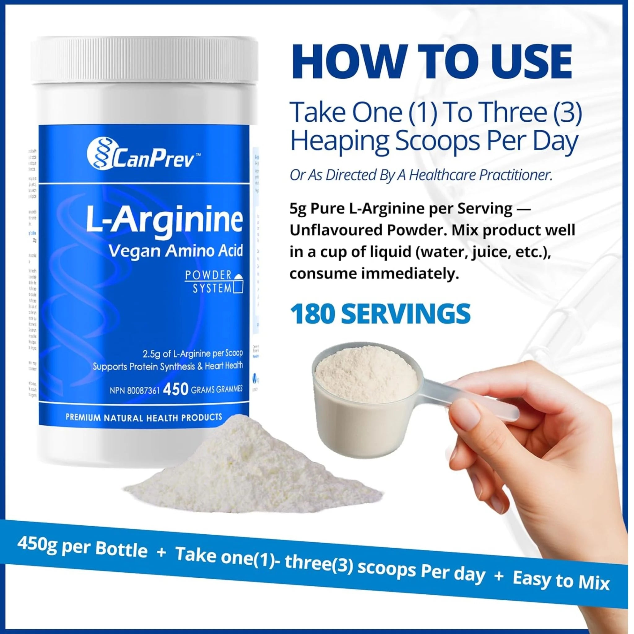 CanPrev L-Arginine Vegan Amino Acid Powder - 450g - Nature's Source Inc