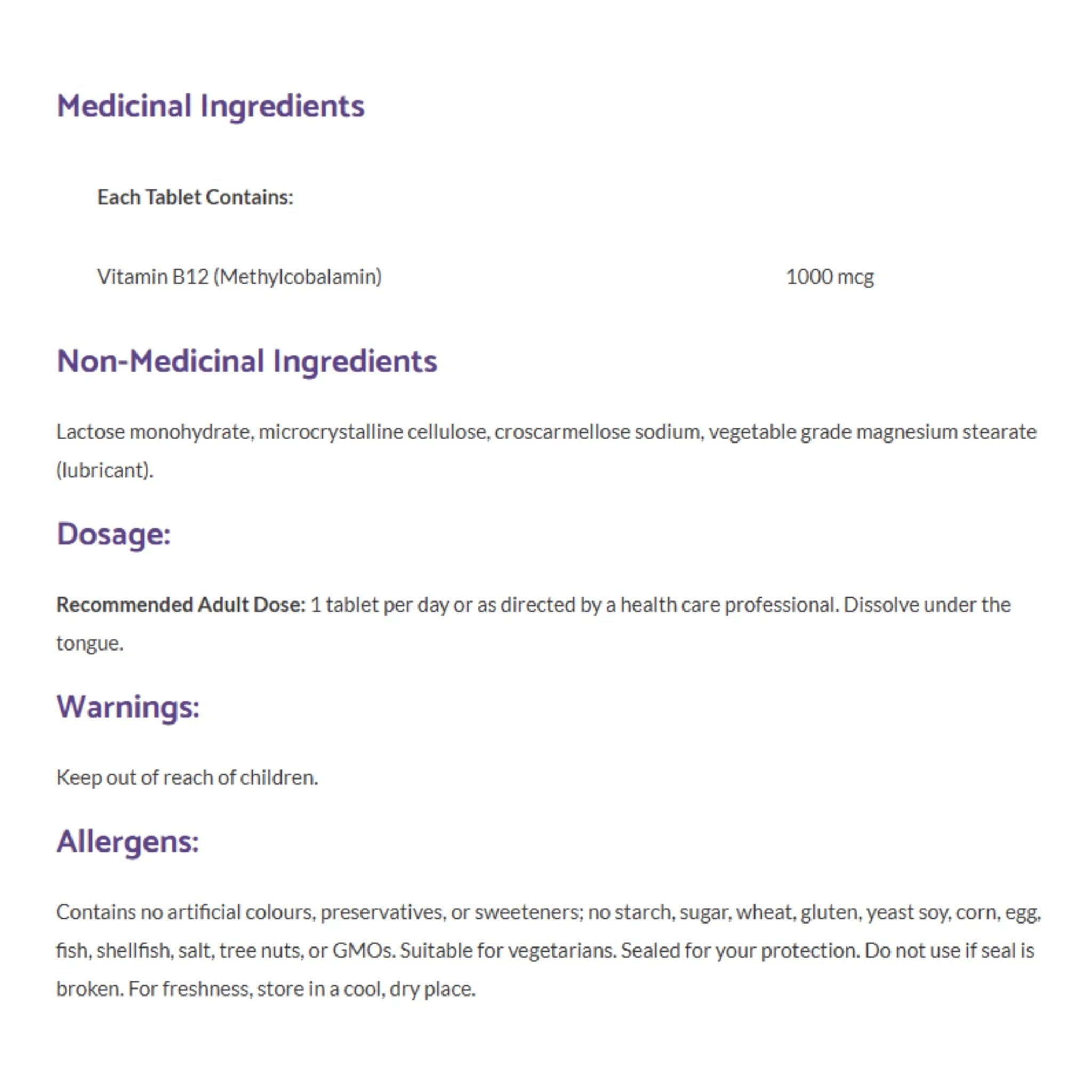 Bioclinic Naturals B12 Methylcobalamin 1000 mcg, 60 Sublingual Tablets - Nature's Source Inc