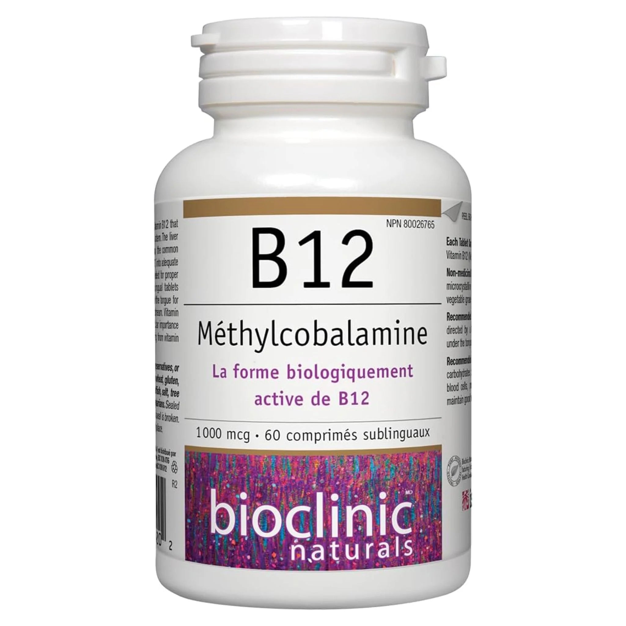 Bioclinic Naturals B12 Methylcobalamin 1000 mcg, 60 Sublingual Tablets - Nature's Source Inc