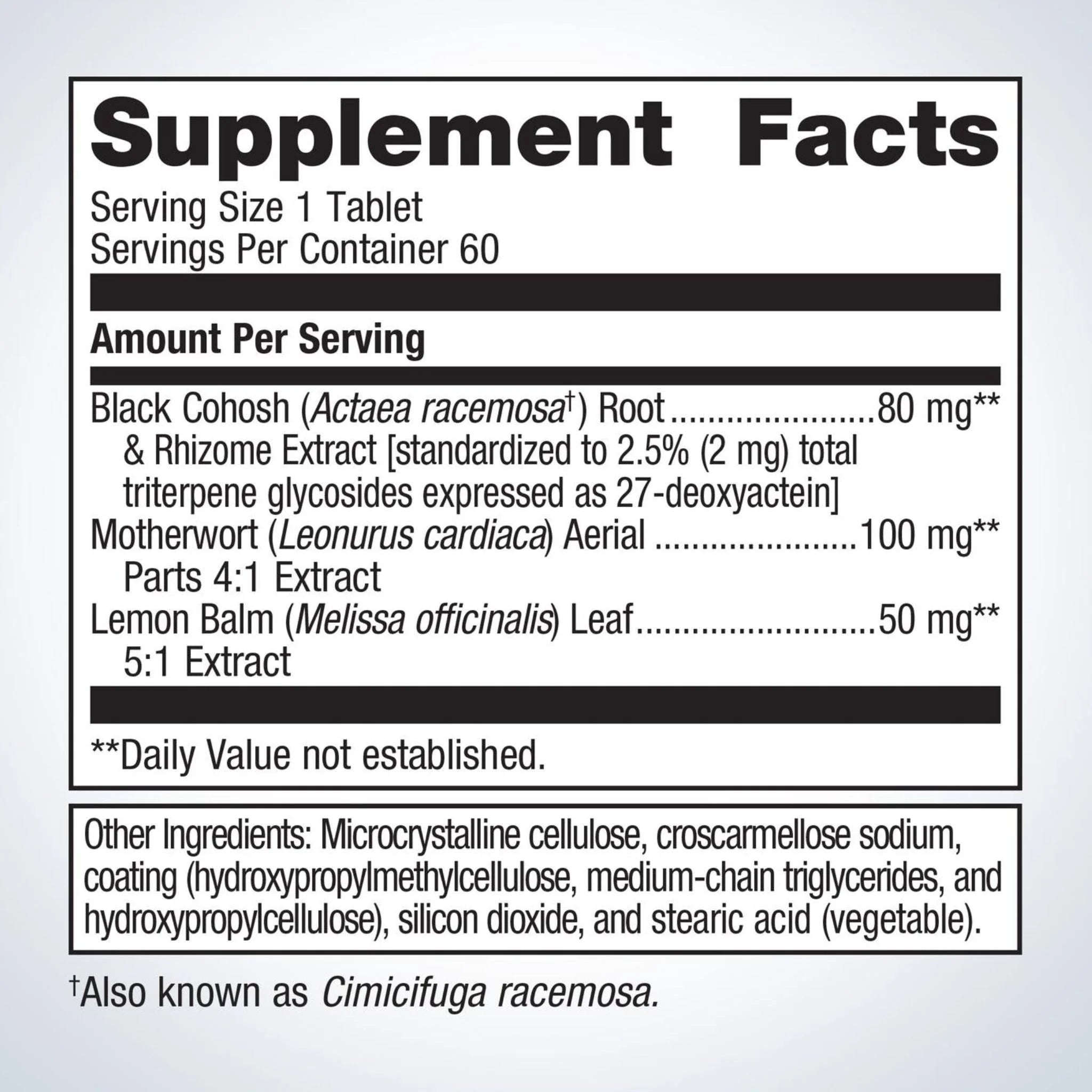 Metagenics Black Cohosh Plus 60 Tablets - Nature's Source Inc