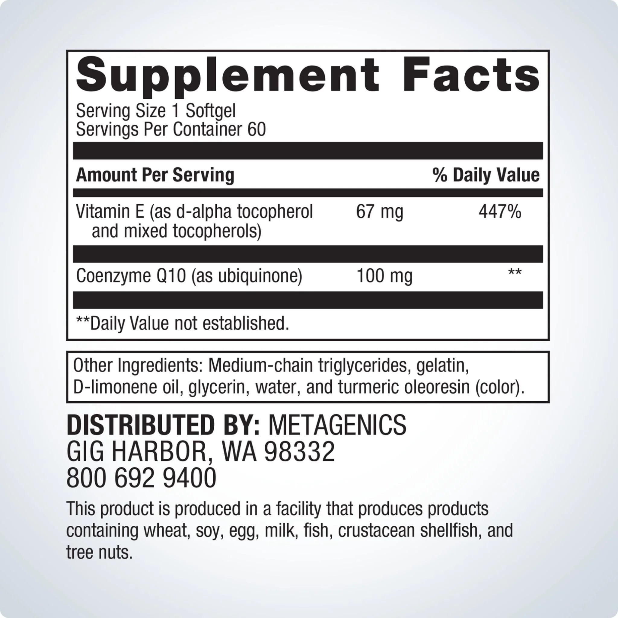 Metagenics CoQ10 ST 100, 120 Softgels - Nature's Source Inc