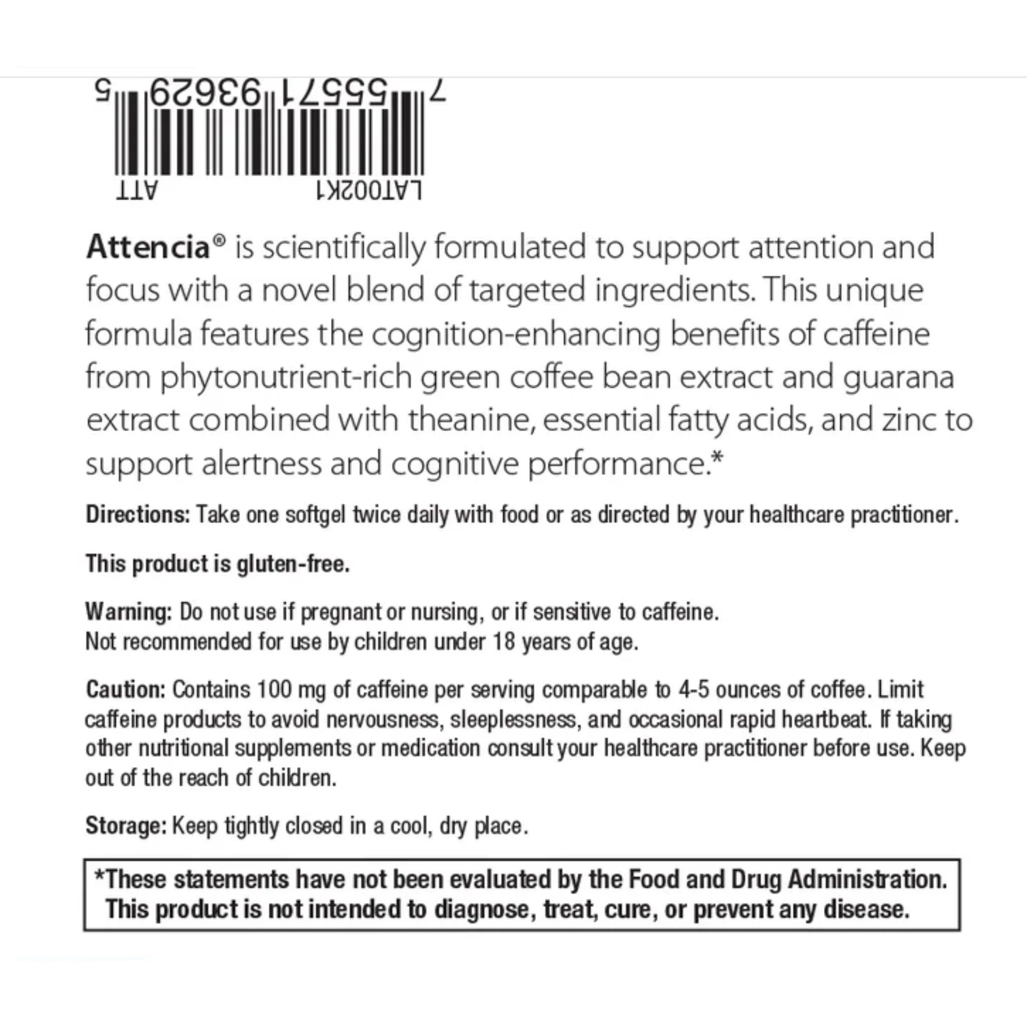 Metagenics Attencia 60 Softgels - Nature's Source Inc