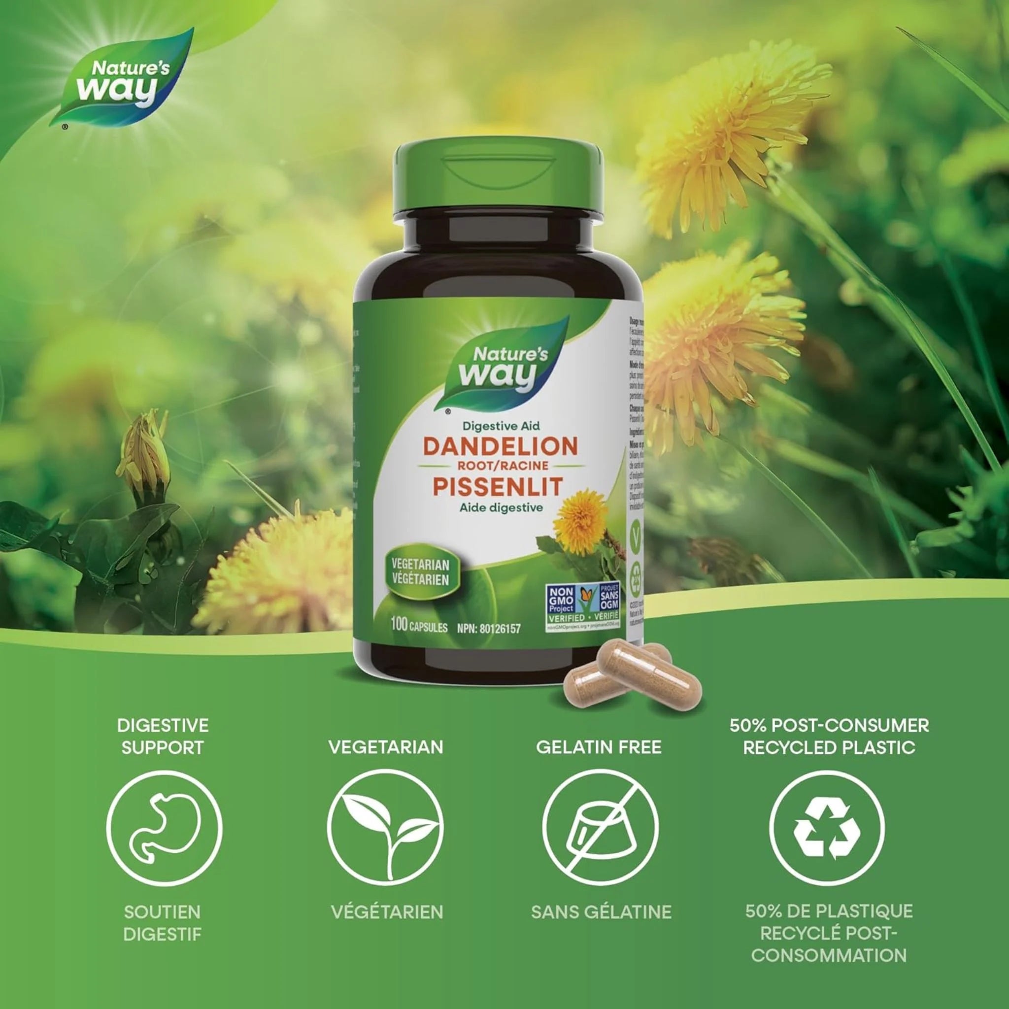 Nature's Way Dandelion Root 525mg 100 Veg-Caps