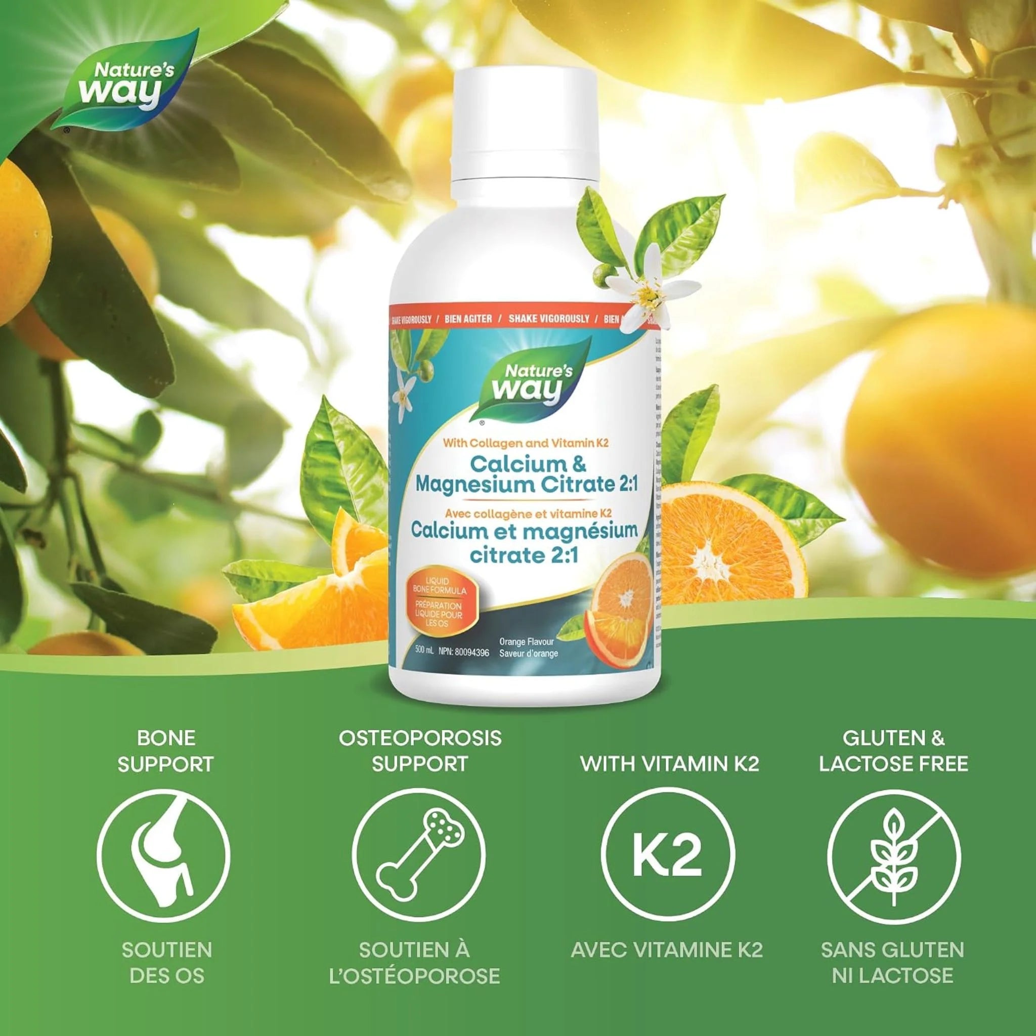 Nature's Way Calcium Magnesium with K2 Orange 500ml