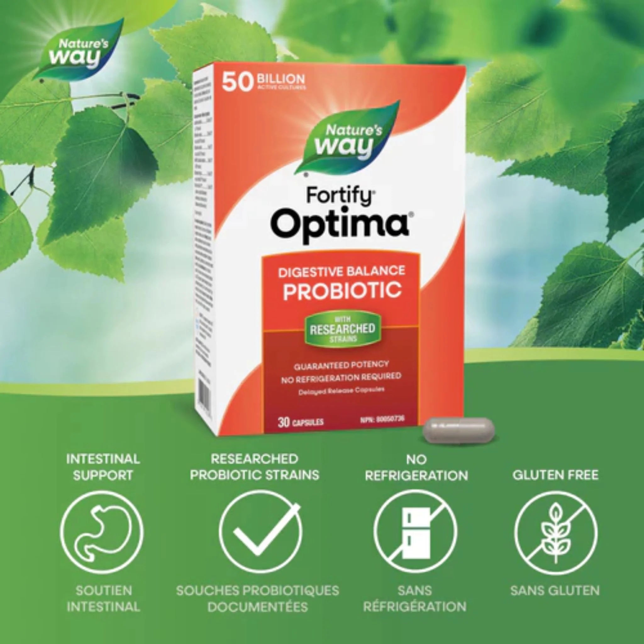 Nature's Way Fortify Optima Digestive Balance 50 Billion Probiotic - 30 Capsules
