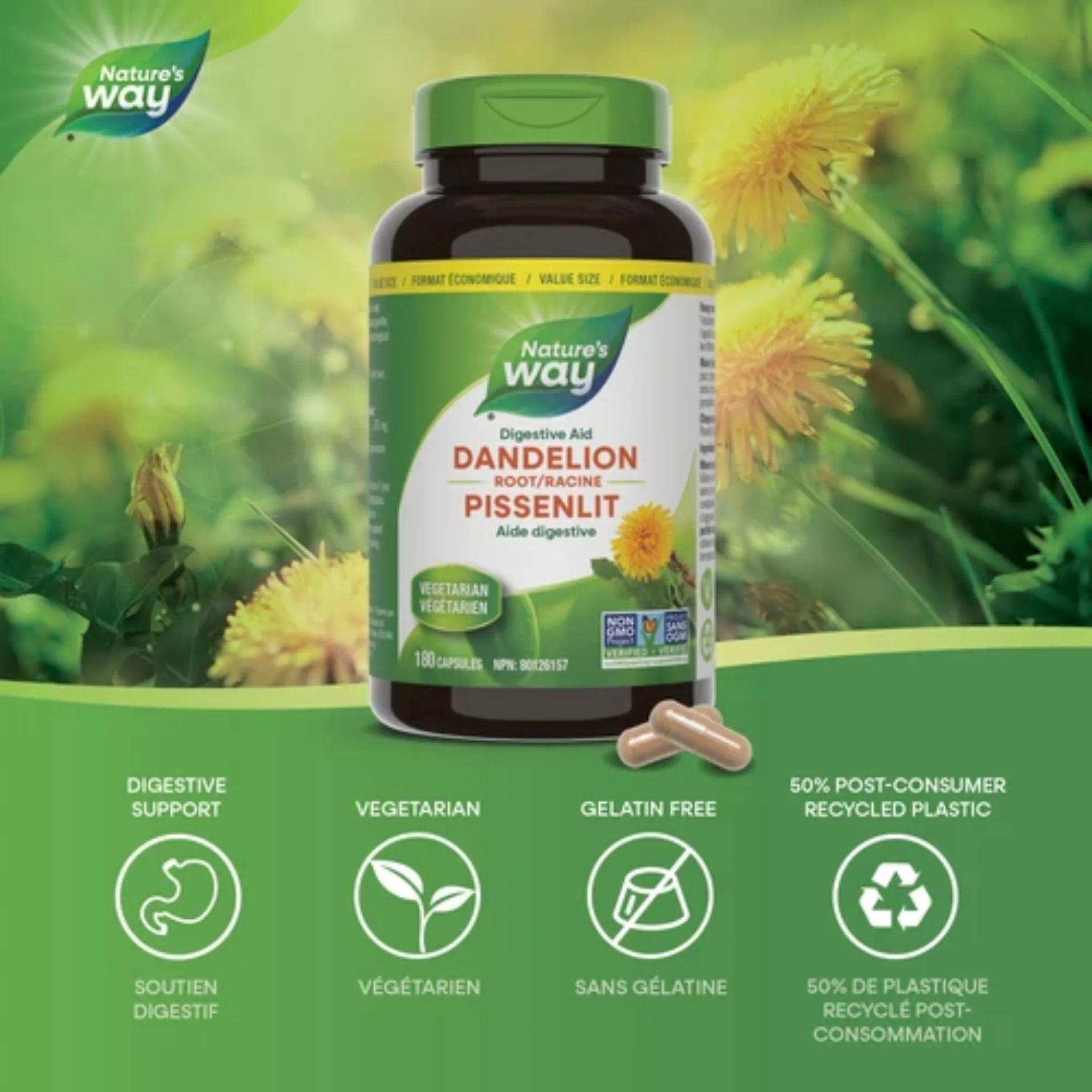 Nature's Way Dandelion Root 525mg 180 Capsules