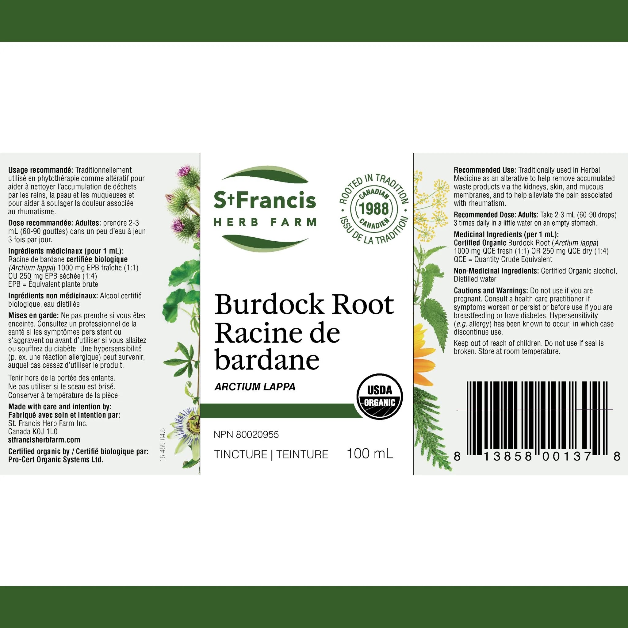 St. Francis Herb Burdock Root 100ml - Nature's Source Inc