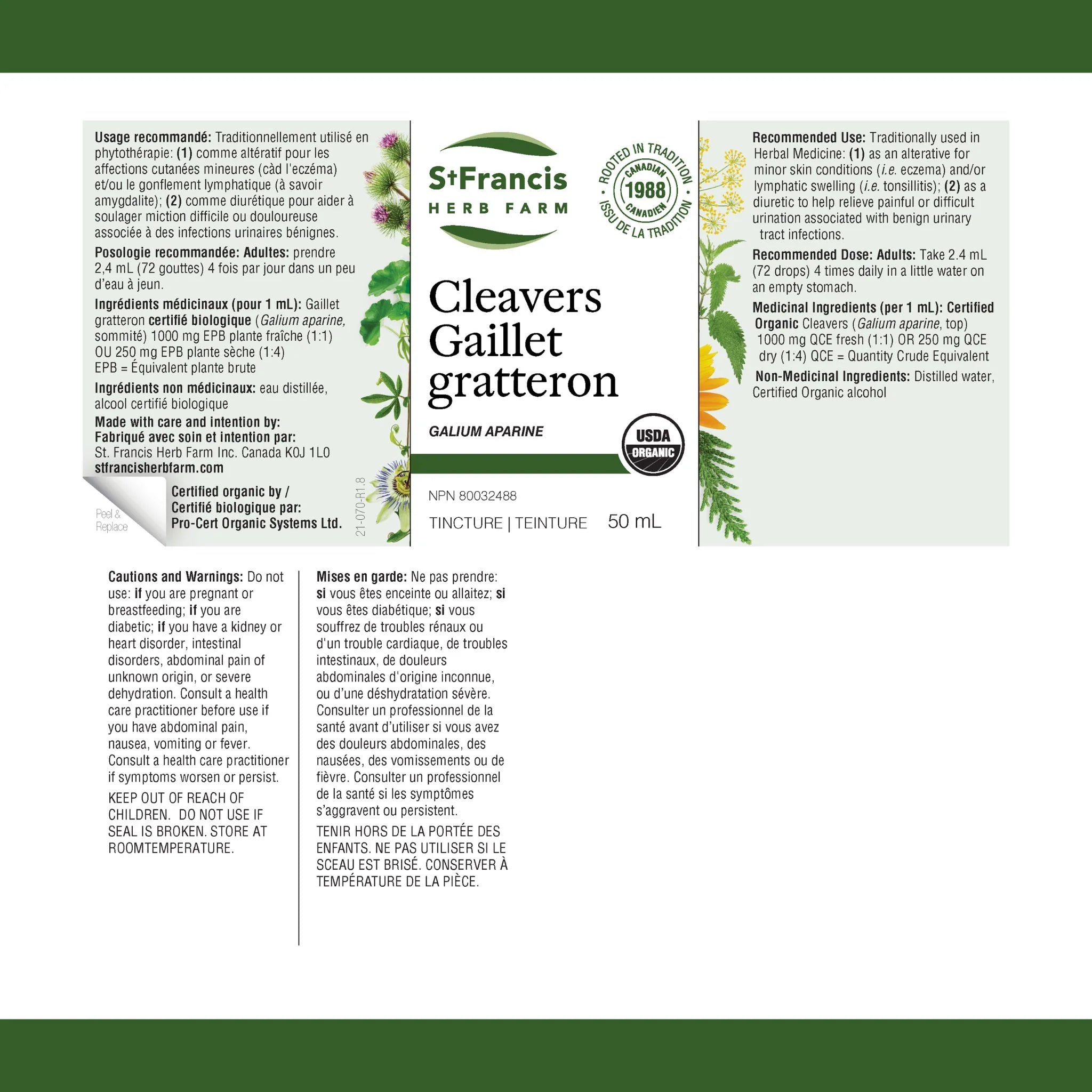 St. Francis Herb Cleavers 50ml - Nature's Source Inc