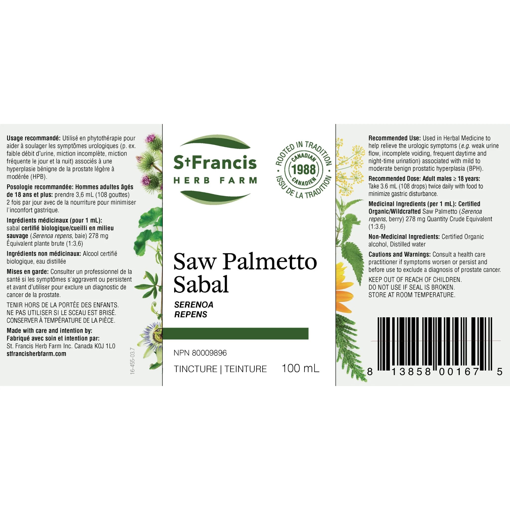 St. Francis Herb Saw Palmetto 100ml - Nature's Source Inc