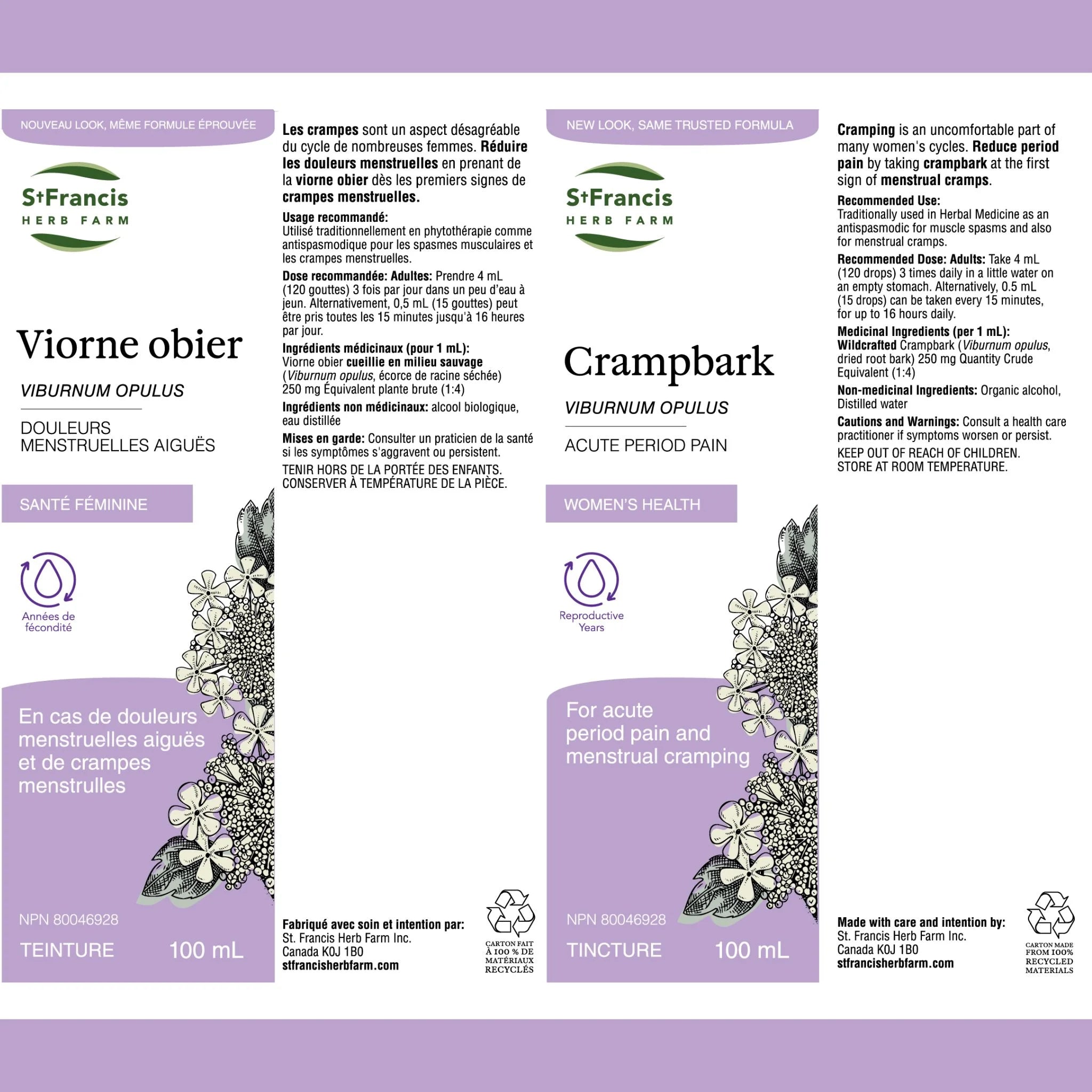St. Francis Herb Crampbark 100ml - Nature's Source Inc