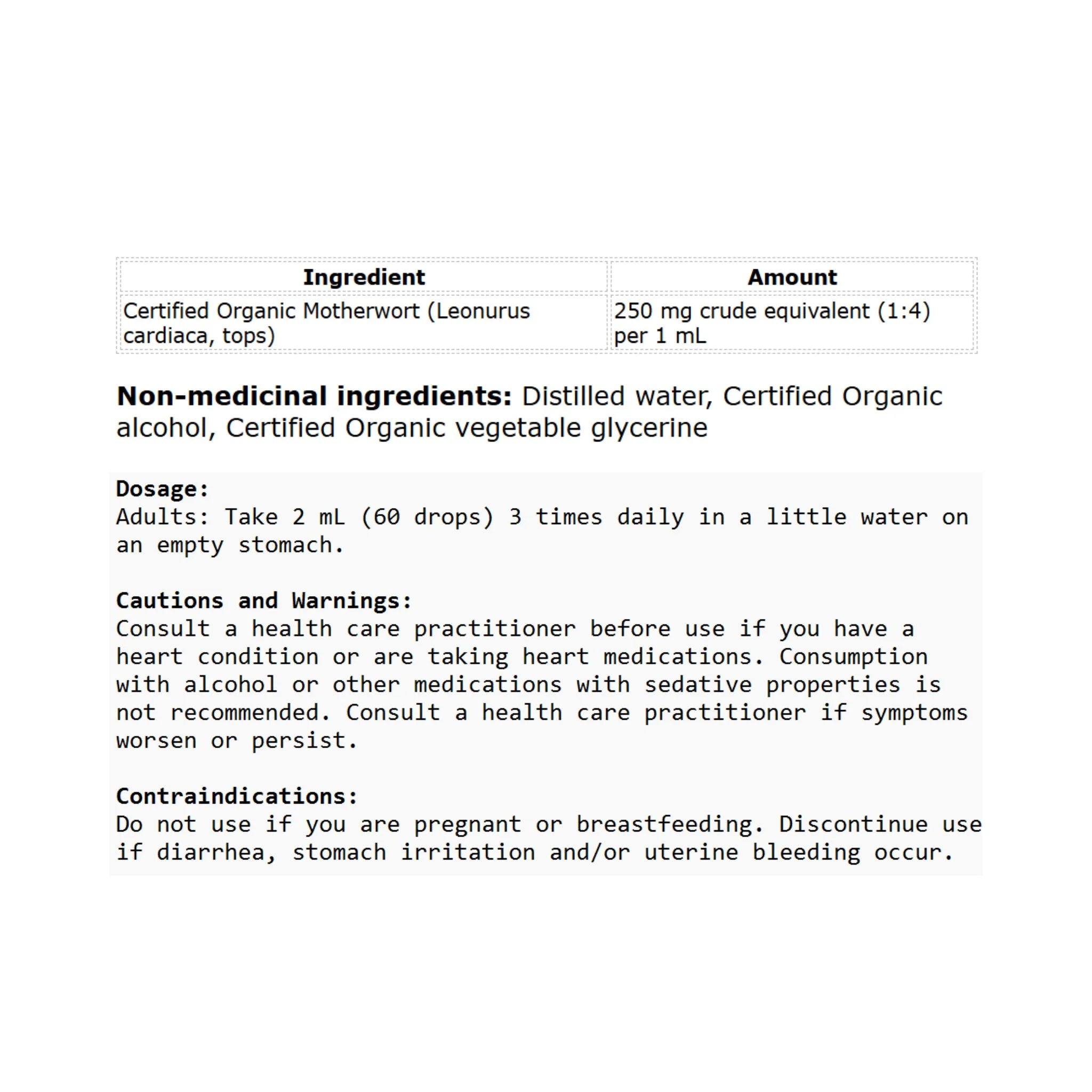 St. Francis Herb Motherwort 100ml - Nature's Source Inc