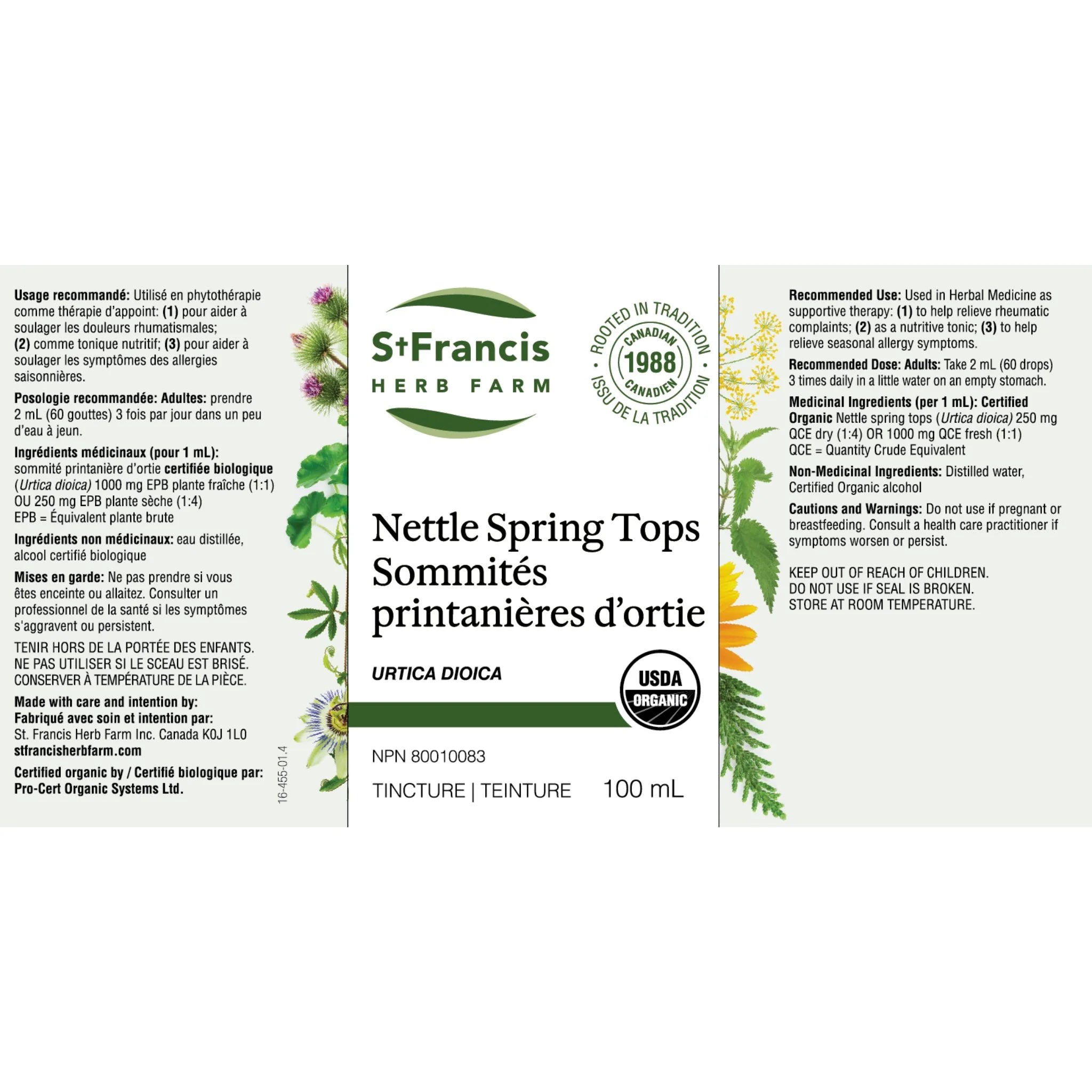 St. Francis Herb Nettle Spring Tops 100ml - Nature's Source Inc