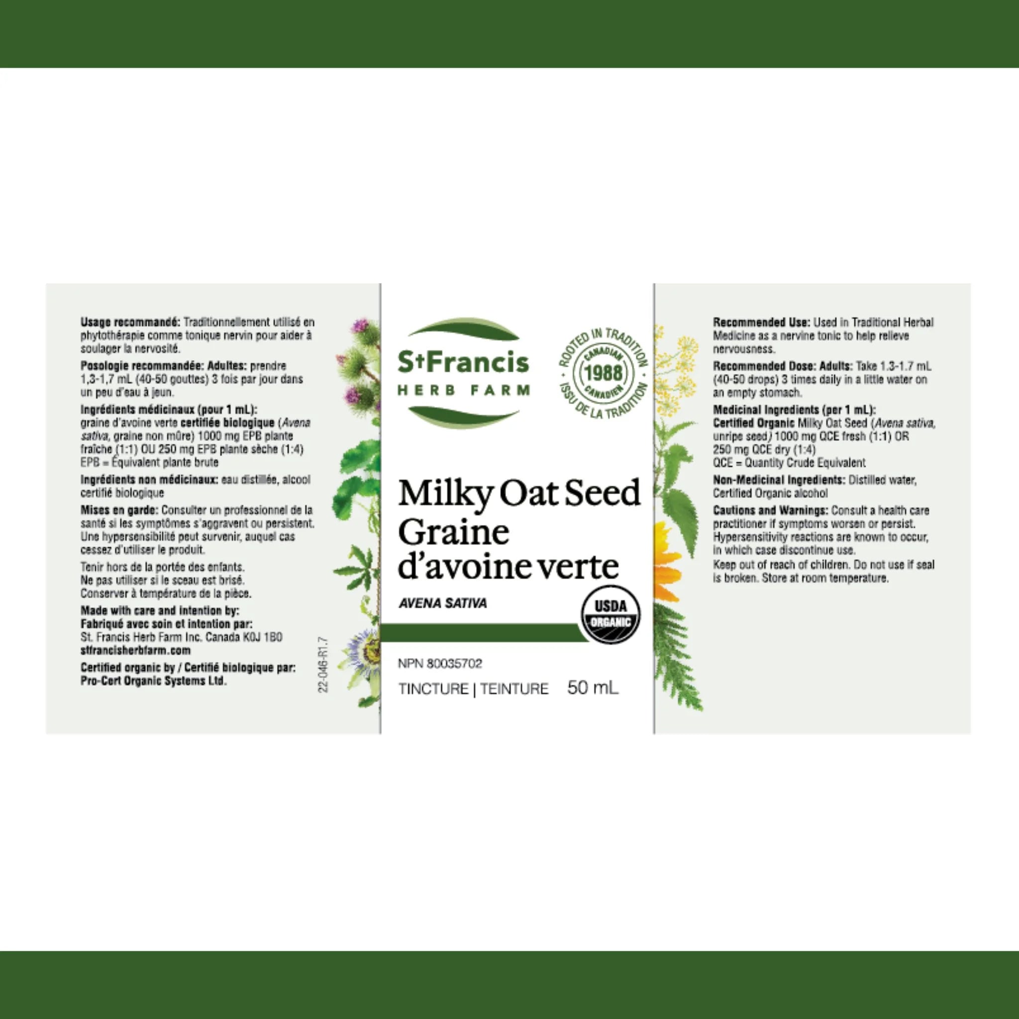 St. Francis Herb Milky Oat Seed 50ml - Nature's Source Inc