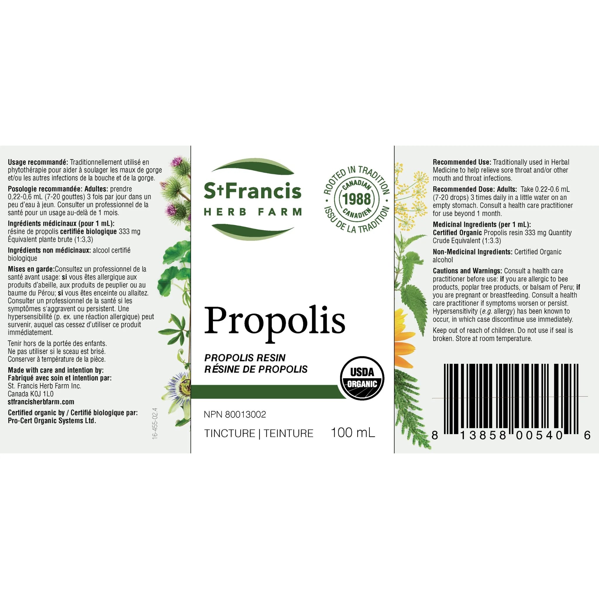 St. Francis Herb Propolis 33% 100ml - Nature's Source Inc