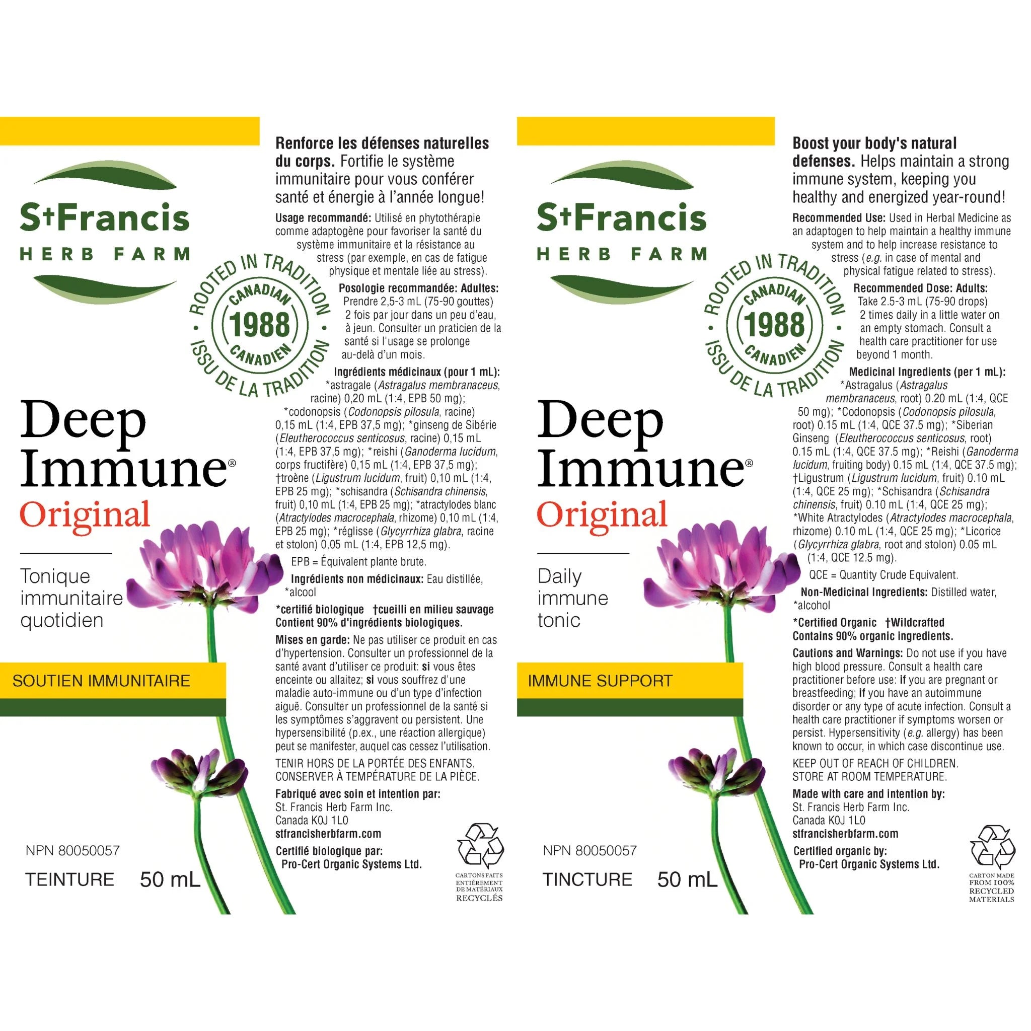St. Francis Herb Farm Original Deep Immune Tincture 50ml - Nature's Source Inc