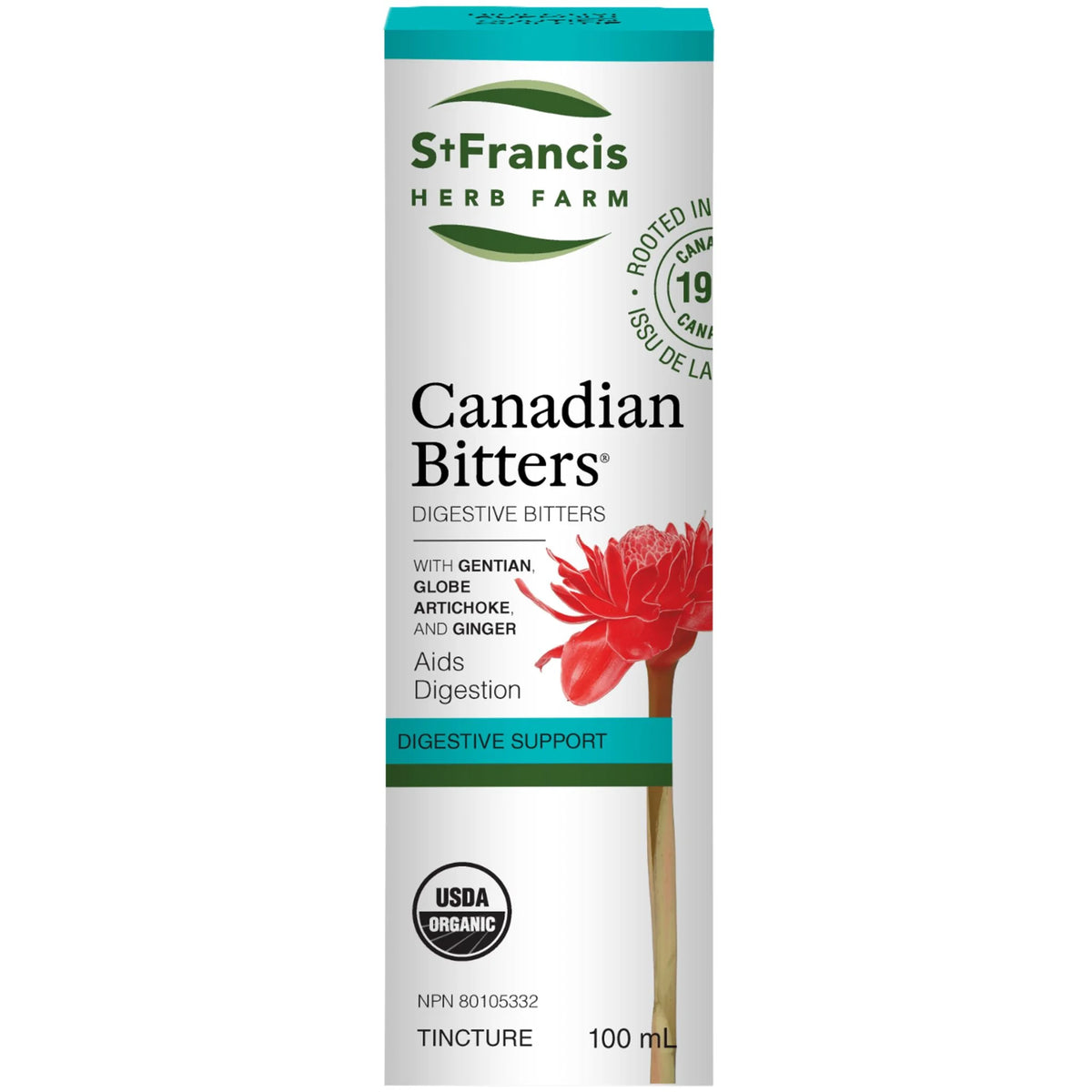 St. Francis Herb Canadian Bitters 100ml Digestive Bitters, Soothing relief of heartburn, indigestion, constipation, bloating, and gas - Nature's Source Inc