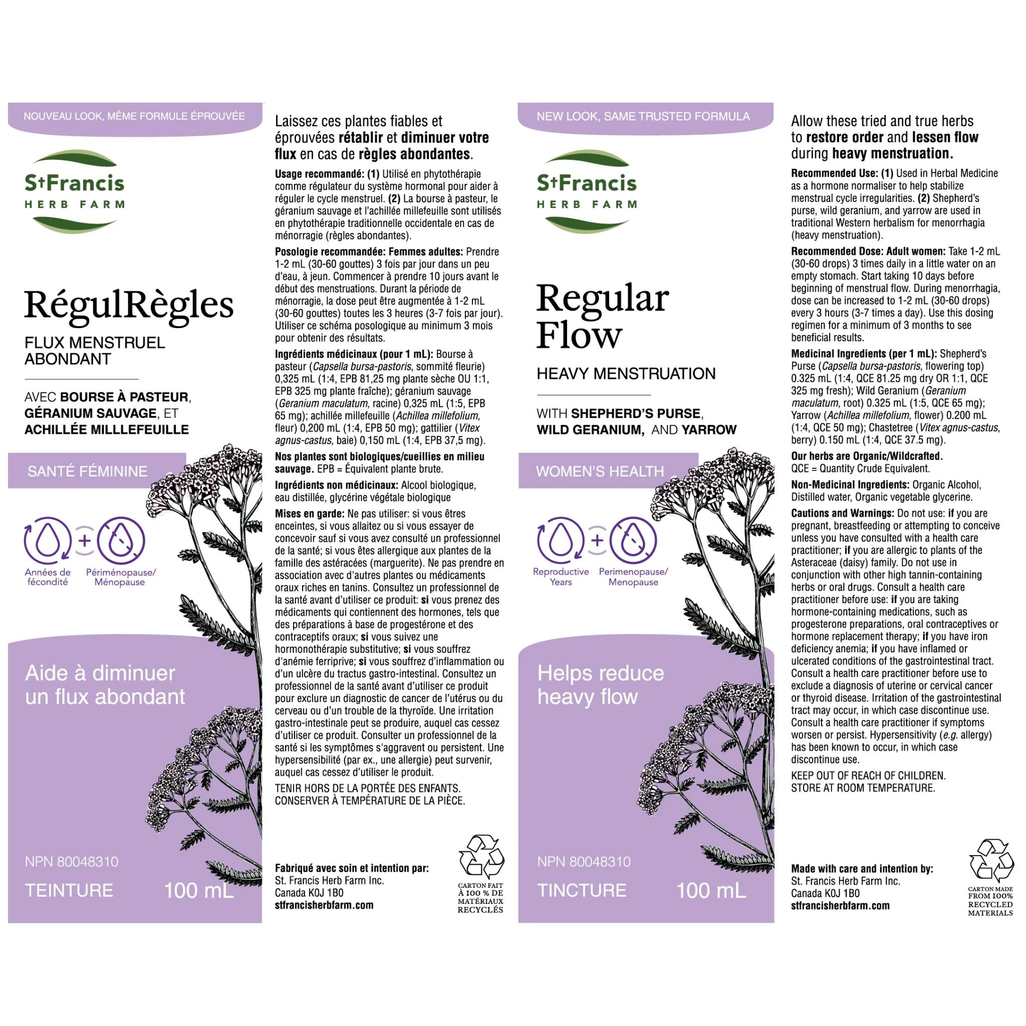 St. Francis Herb Regular Flow 100ml - Nature's Source Inc