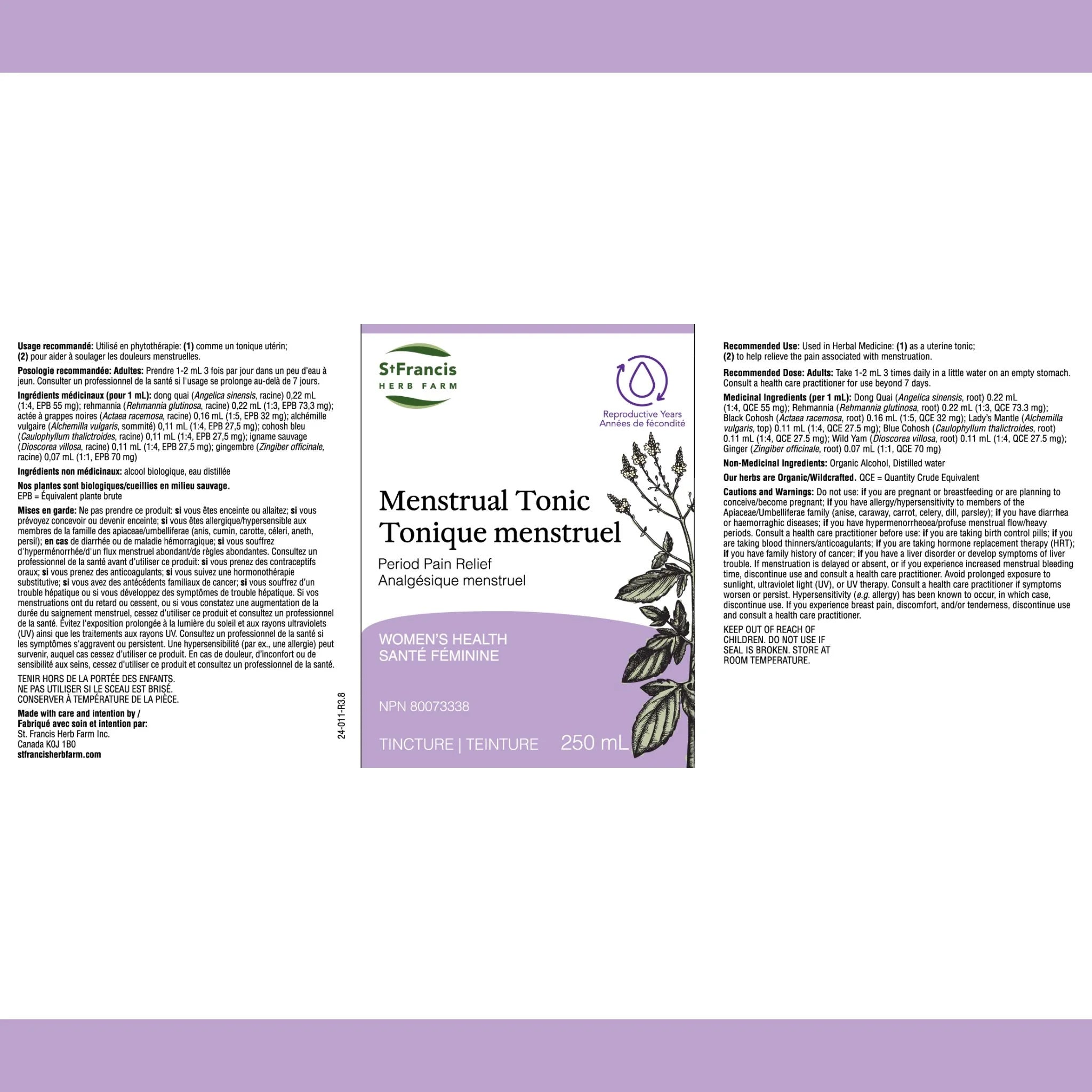 St. Francis Herb Menstrual Tonic 250ml - Nature's Source Inc