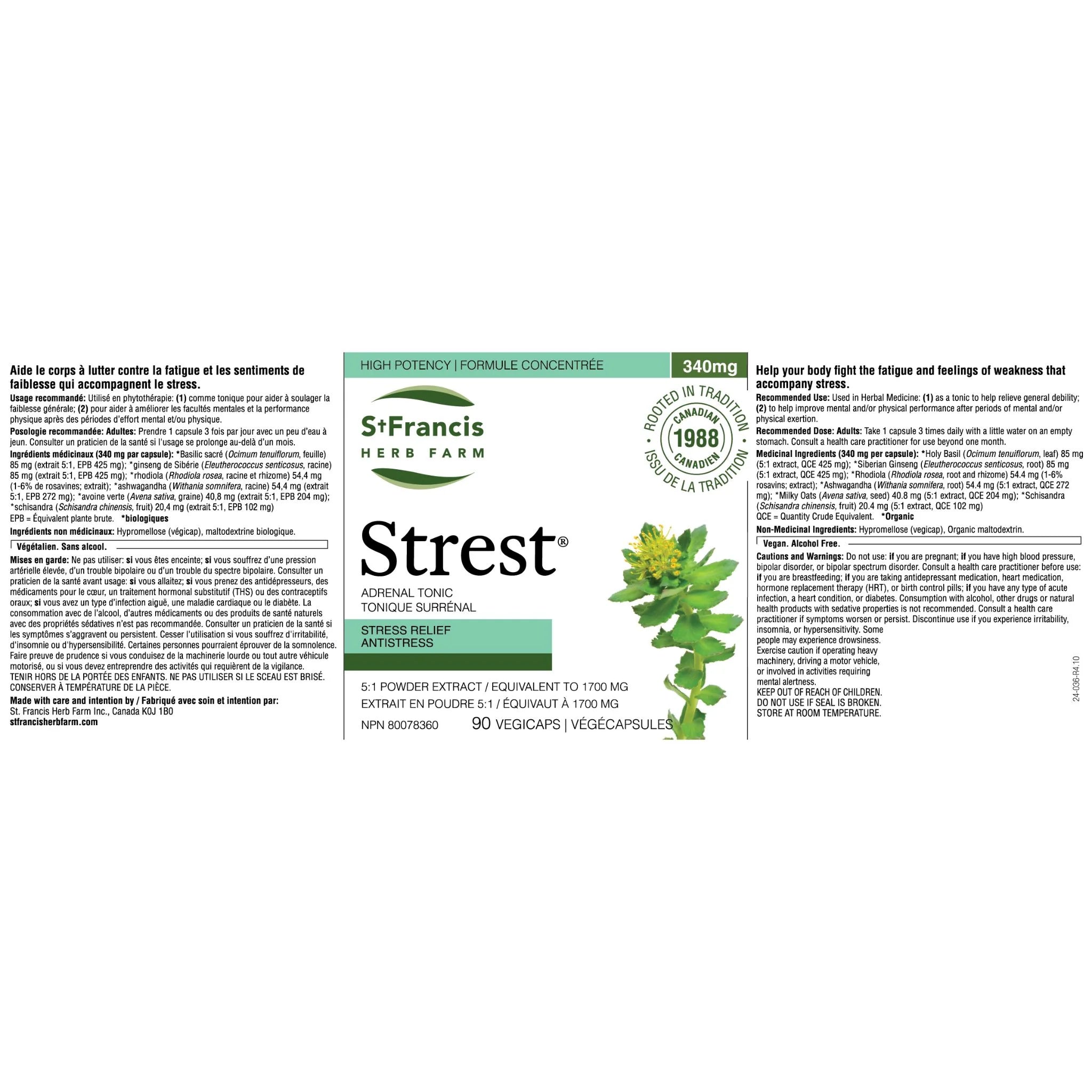 St. Francis Herb Farm Strest 90 Vegan Capsules - Nature's Source Inc