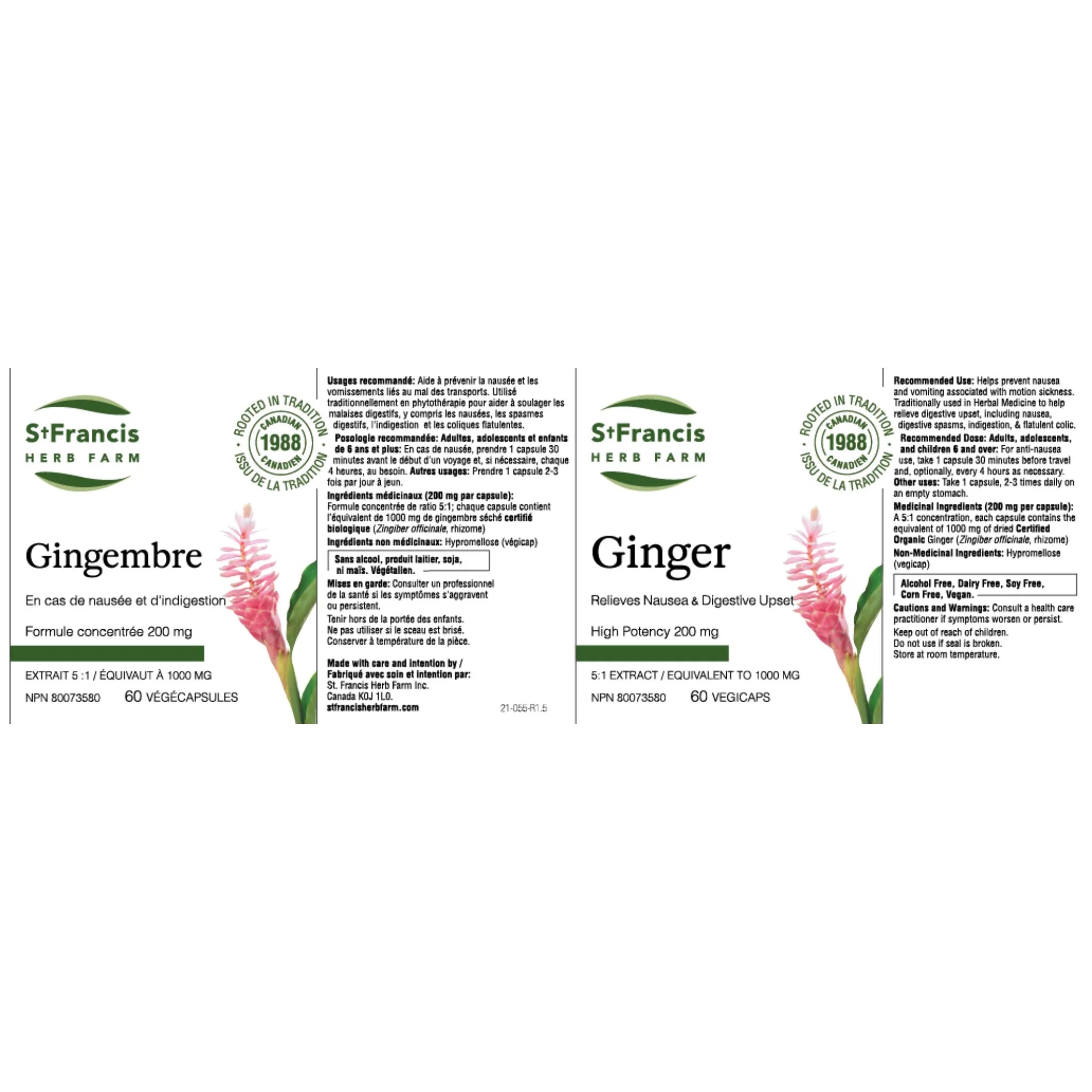St. Francis Herb Ginger 60caps - Nature's Source Inc