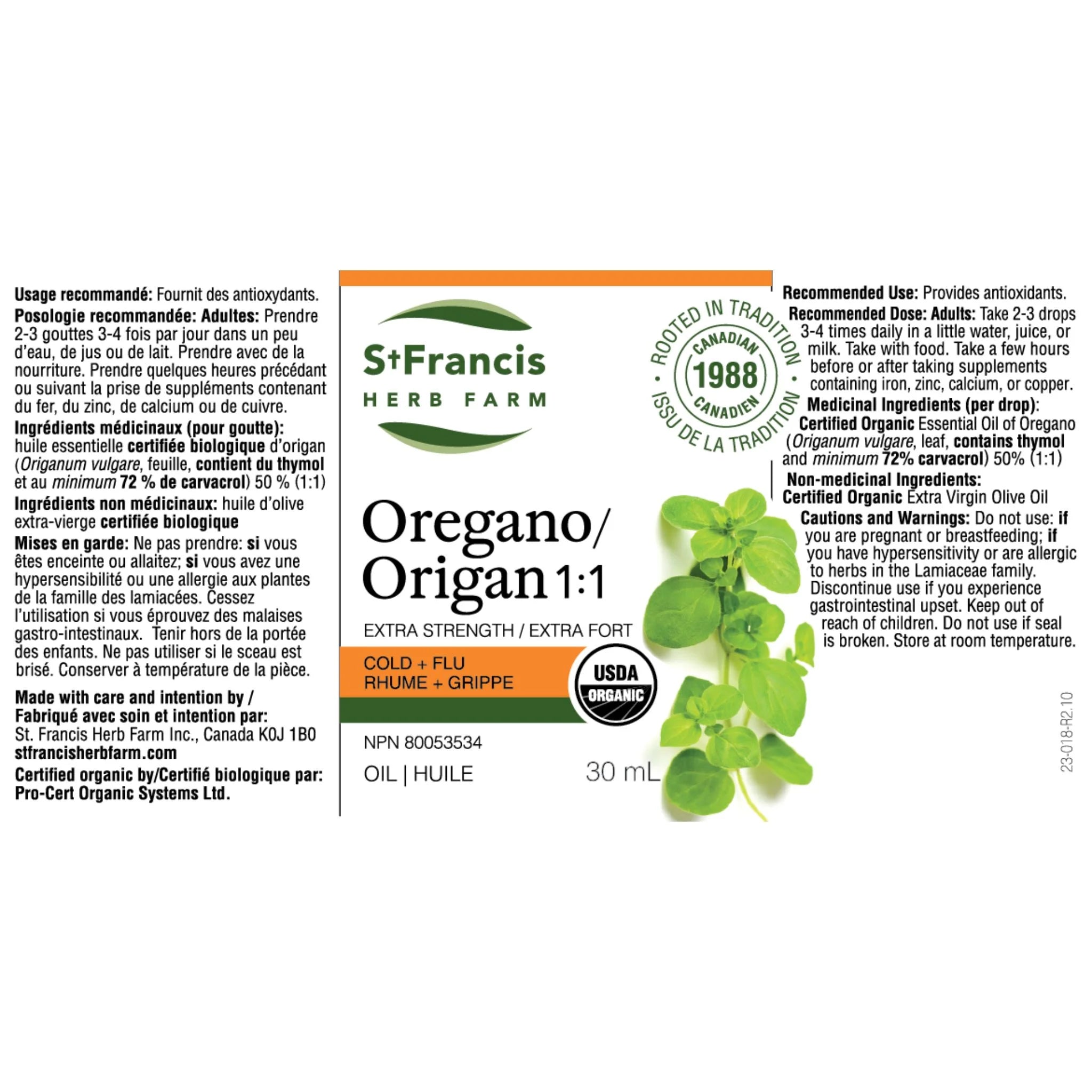 St. Francis Herb Oregano Oil 1:1 30ml - Nature's Source Inc