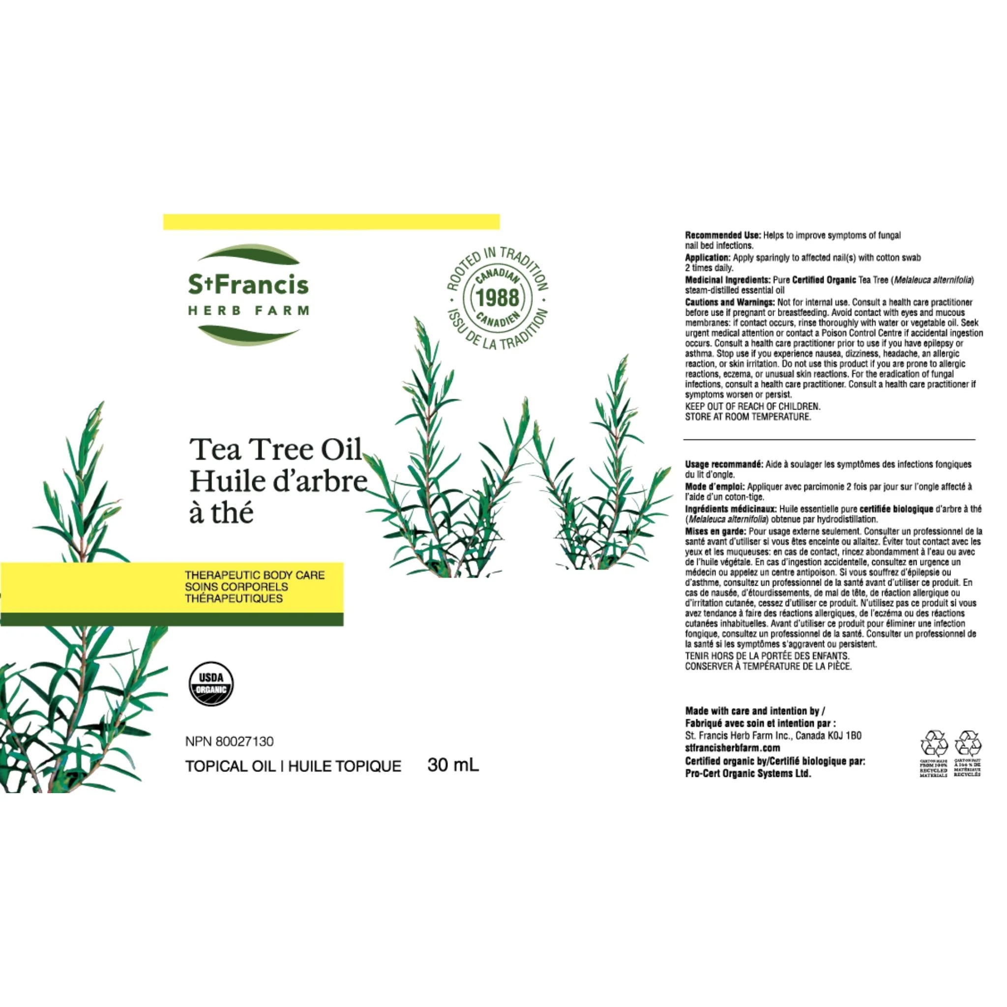 St. Francis Herb Farm Tea Tree Oil 30ml - Nature's Source Inc