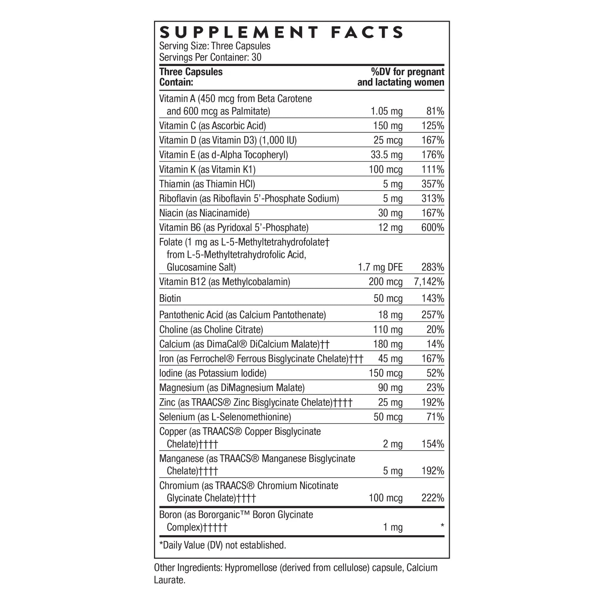 Thorne Research Basic Prenatal 90 Capsules - Nature's Source Inc