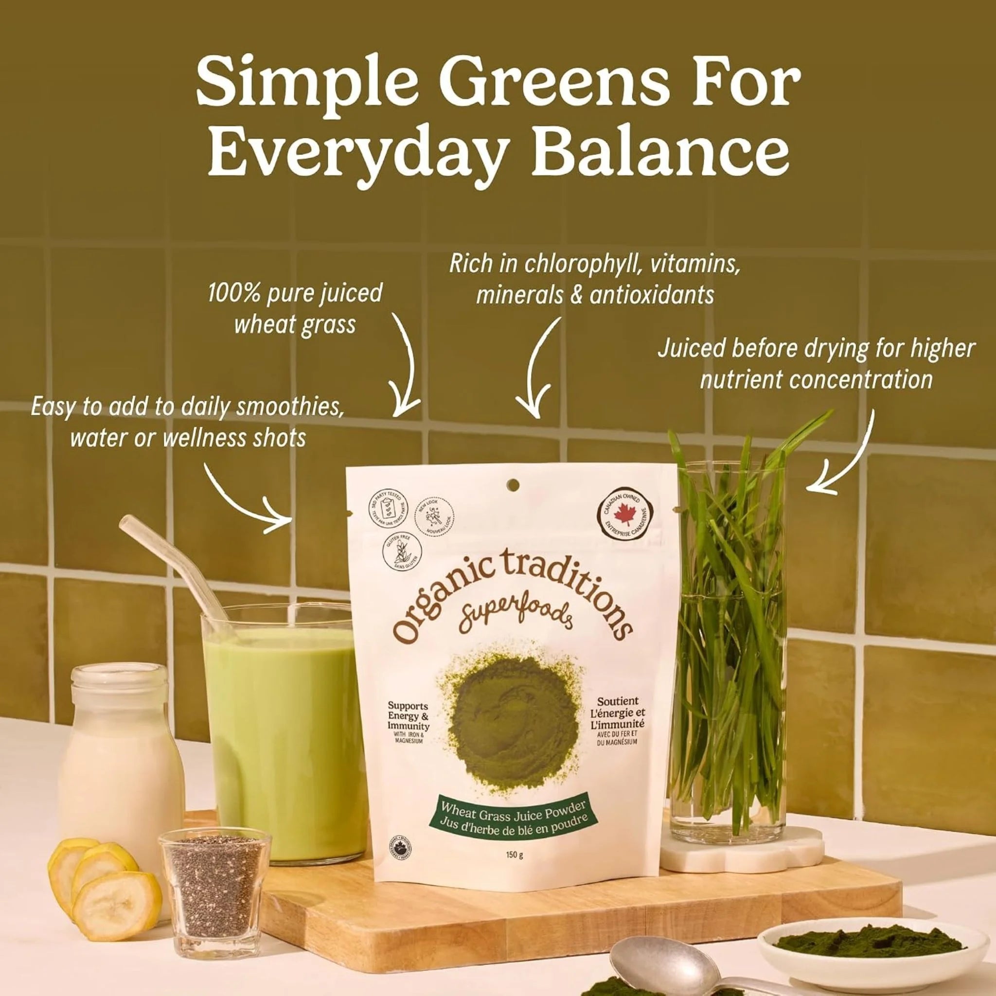 Organic Traditions Wheat Grass Juice Powder - 150g