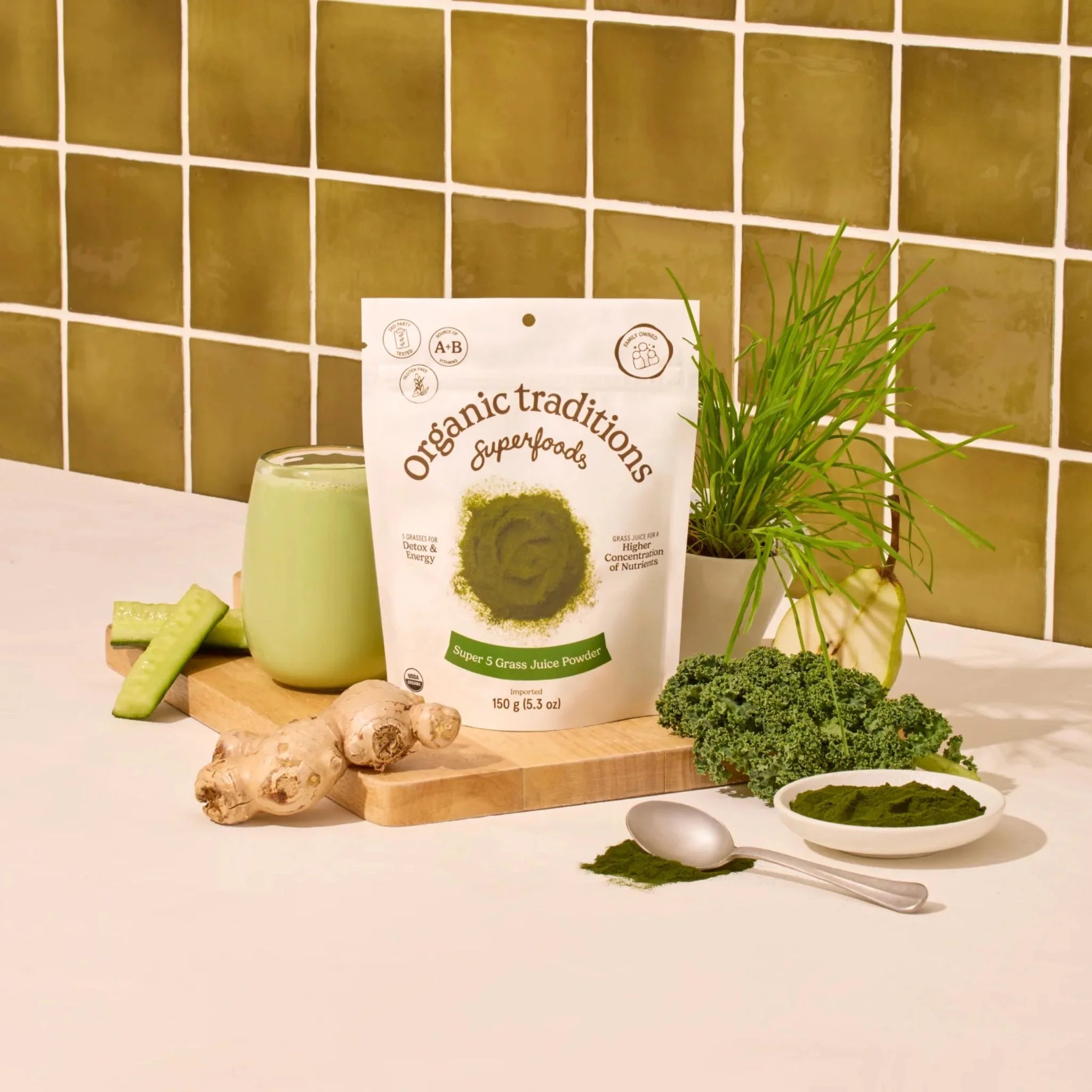 Organic Traditions Super 5 Grass Juice Blend - 150g - Nature's Source Inc