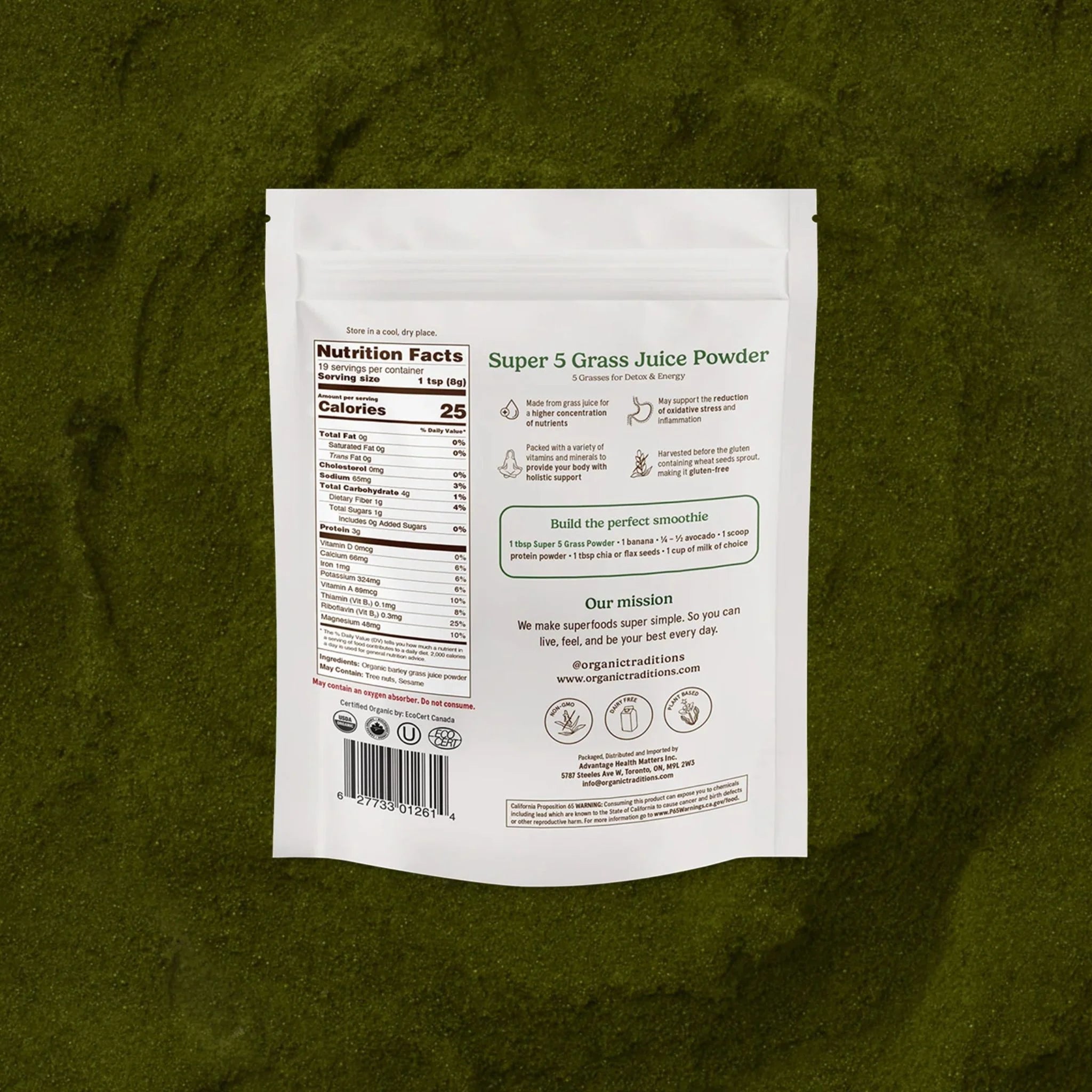 Organic Traditions Super 5 Grass Juice Blend - 150g - Nature's Source Inc
