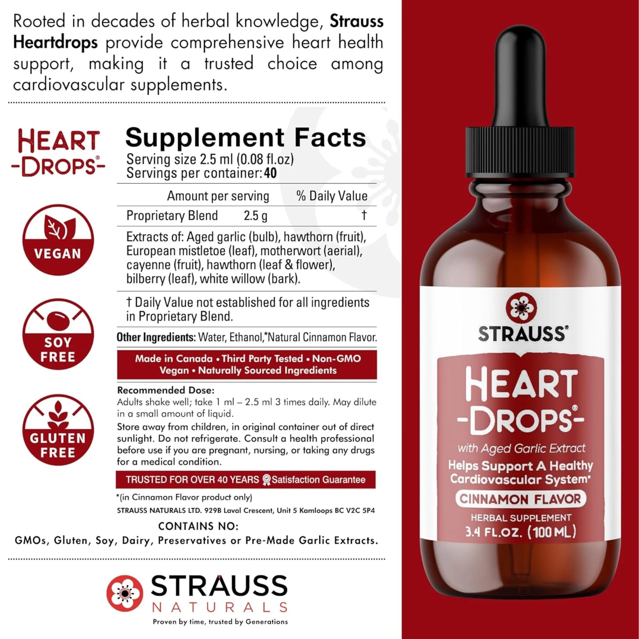 Strauss Heartdrops Cinnamon 225ml