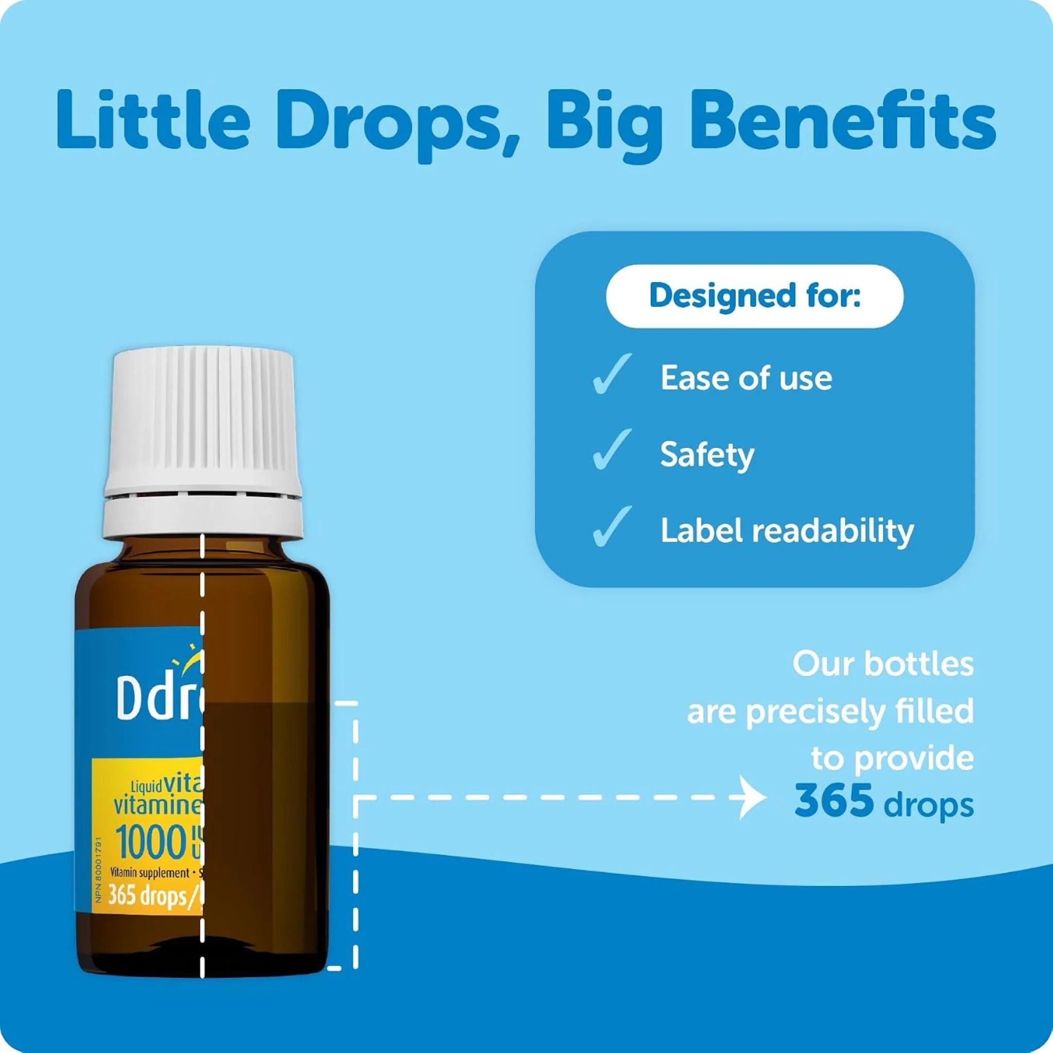 Ddrops 1000IU Liquid Vitamin D3 365 Drops