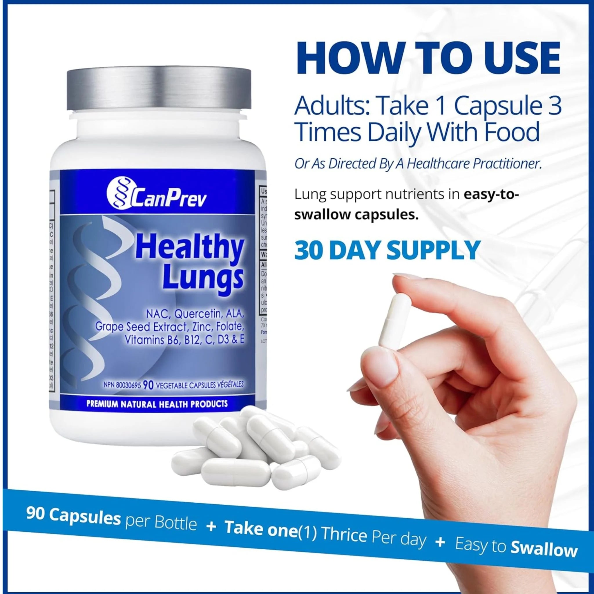 CanPrev Healthy Lungs 90 Vegan Capsules - Nature's Source Inc