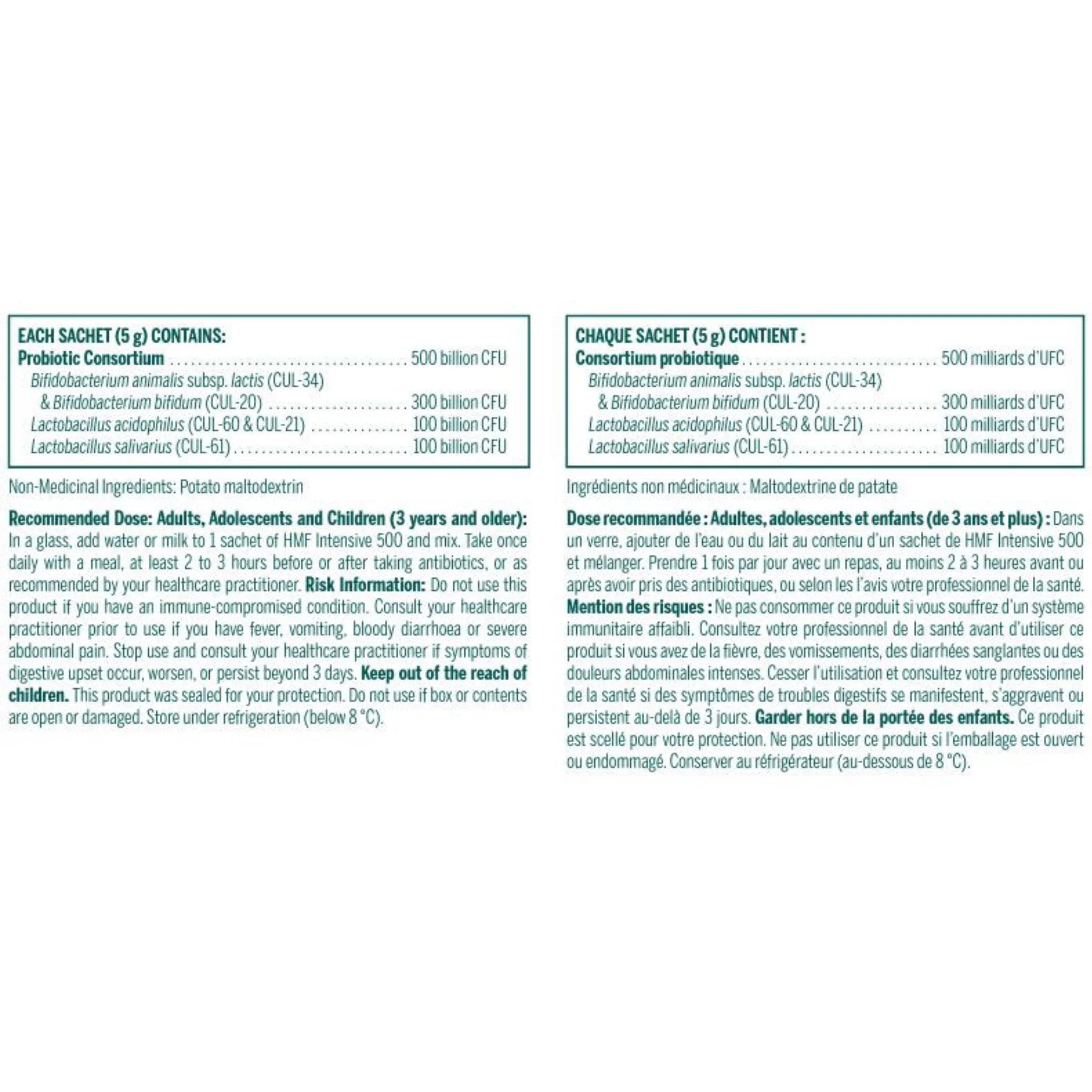 Genestra Brands HMF Intensive 500 Probiotic Powder 30 Sachets of 5g - Nature's Source Inc