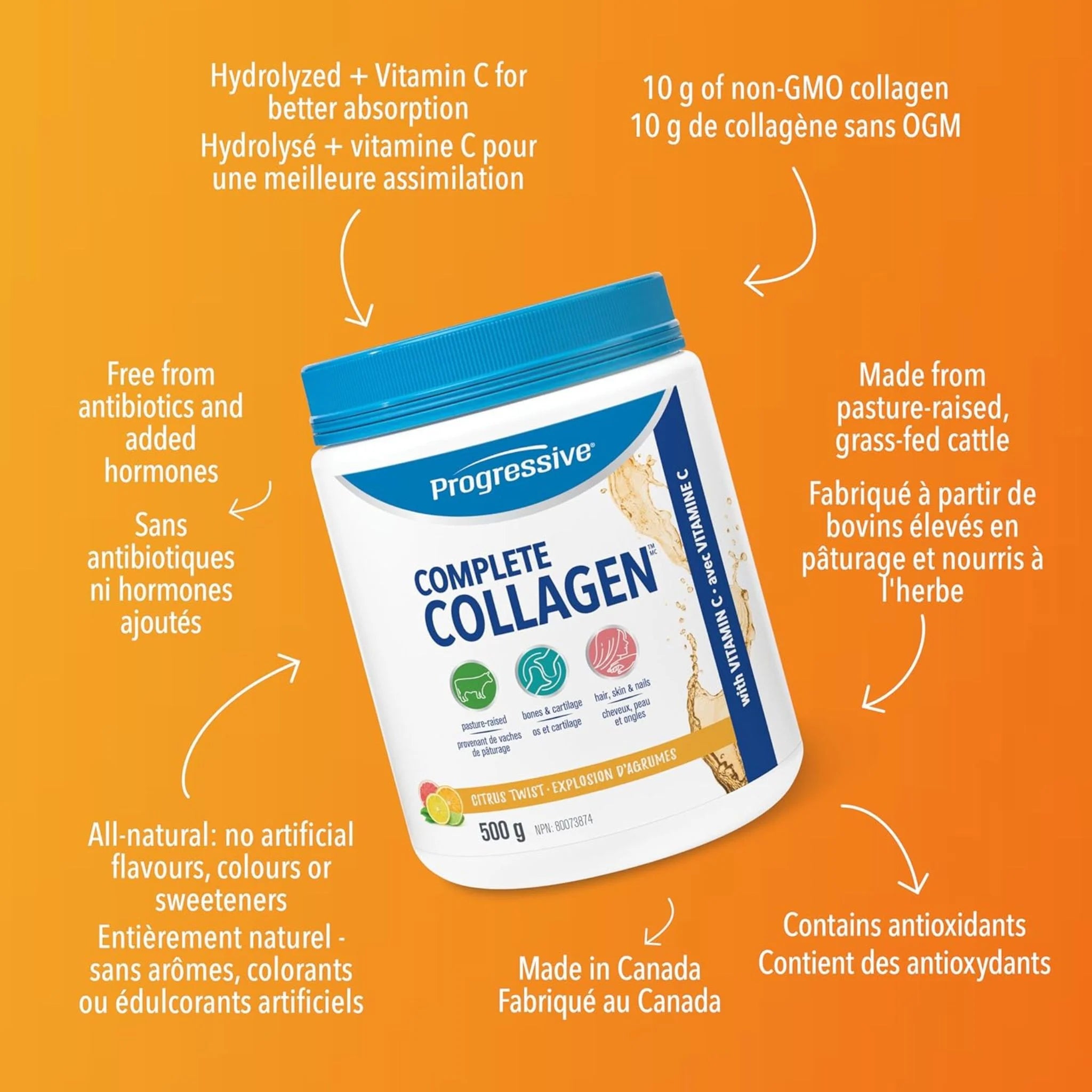 Progressive Complete Collagen Citrus Splash 500g