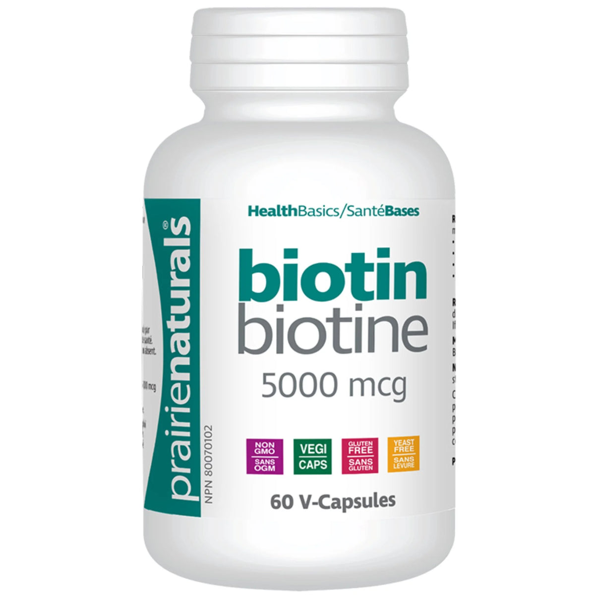 Prairie Naturals Biotin 5000mcg, 60 Vegetable Capsules