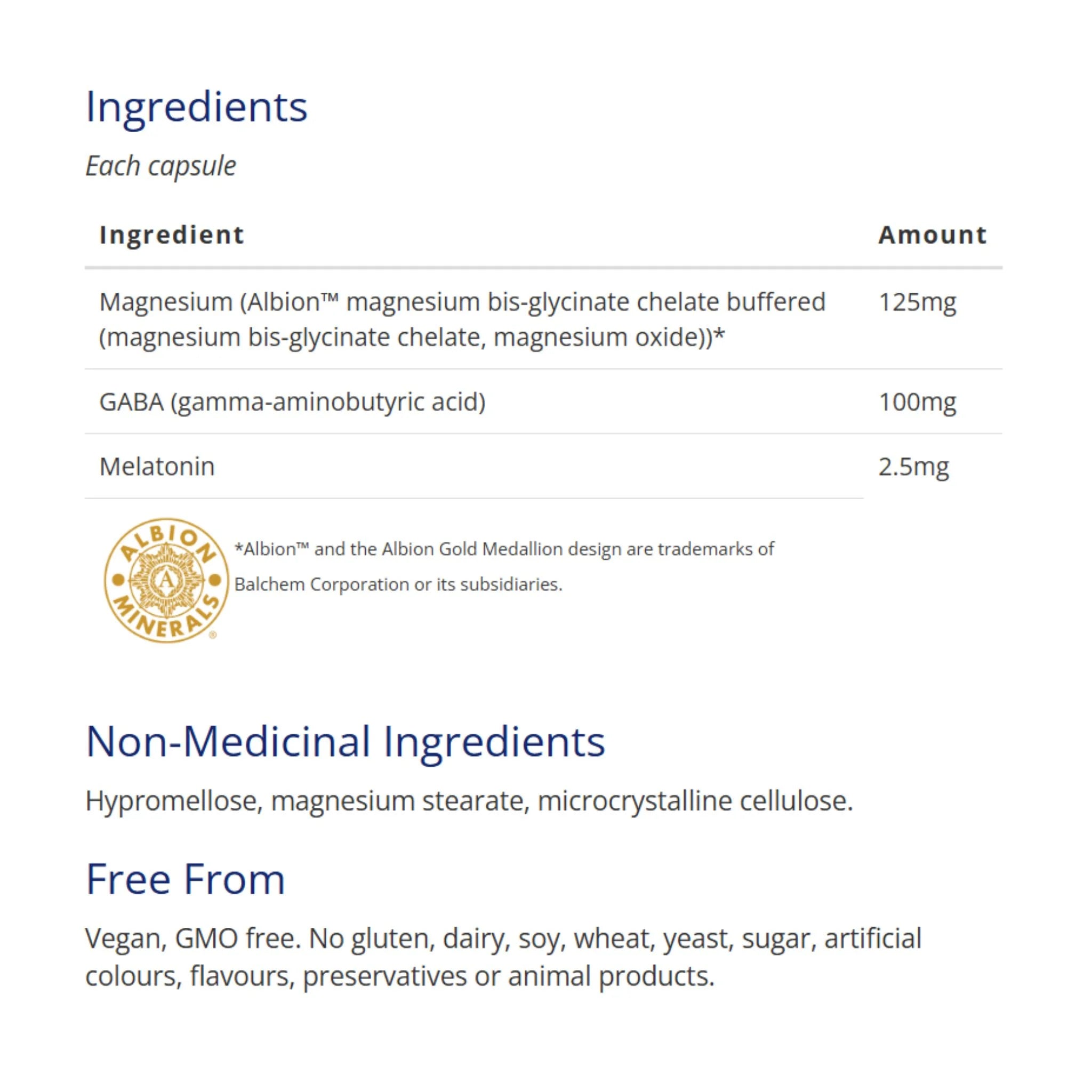 CanPrev Magnesium + GABA and Melatonin for Sleep, 120 Vegan Capsules - Nature's Source Inc