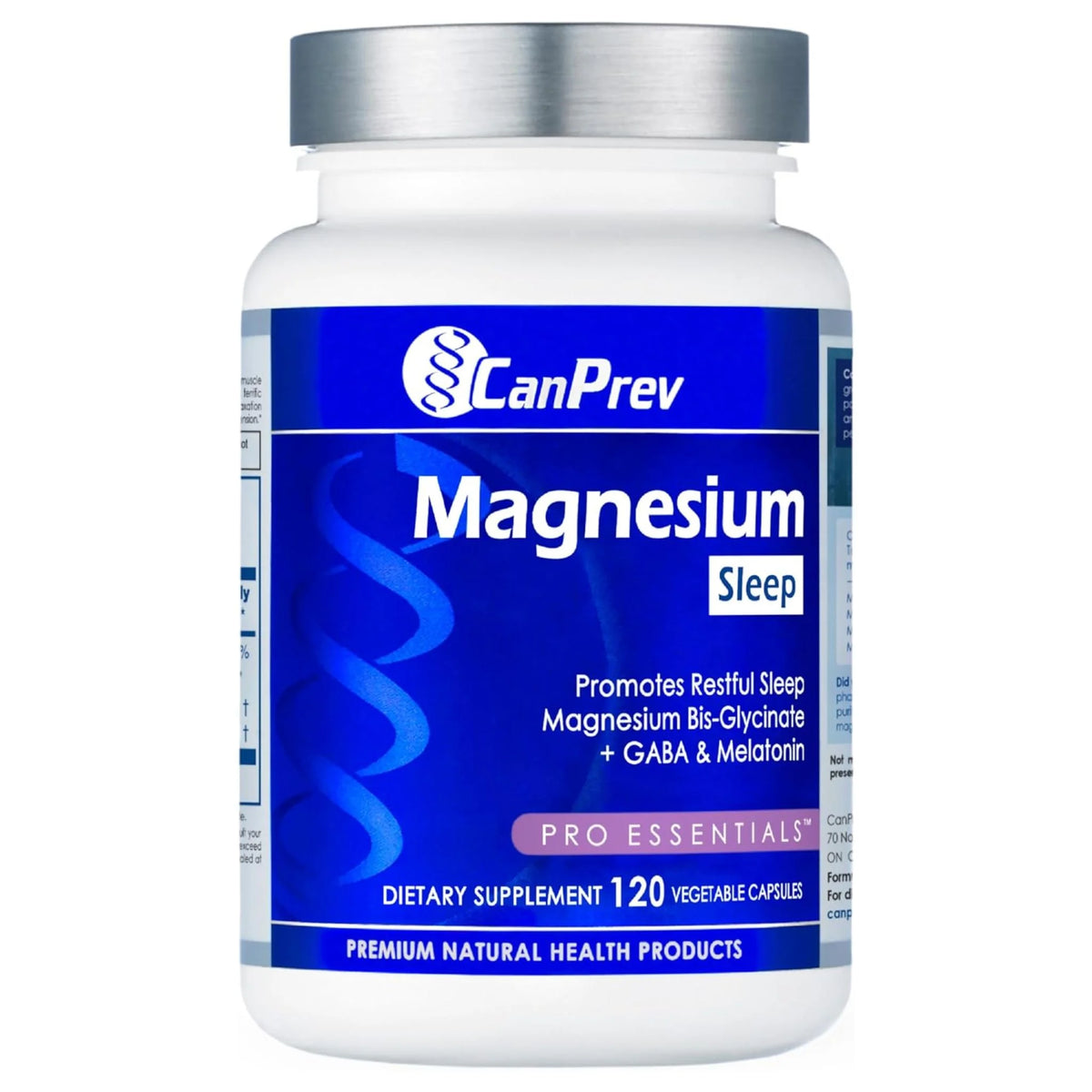 CanPrev Magnesium + GABA and Melatonin for Sleep, 120 Vegan Capsules - Nature's Source Inc
