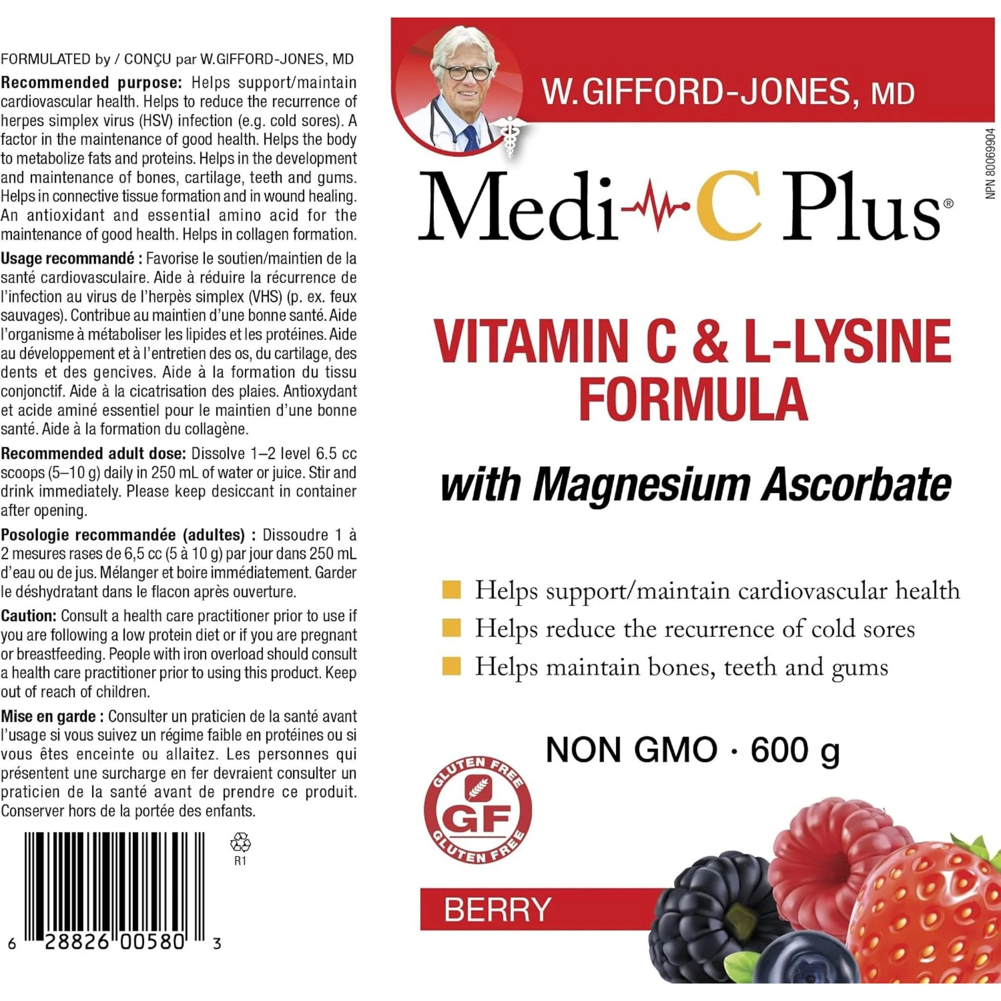 Medi-C Plus With Magnesium Ascorbate Berry 600g