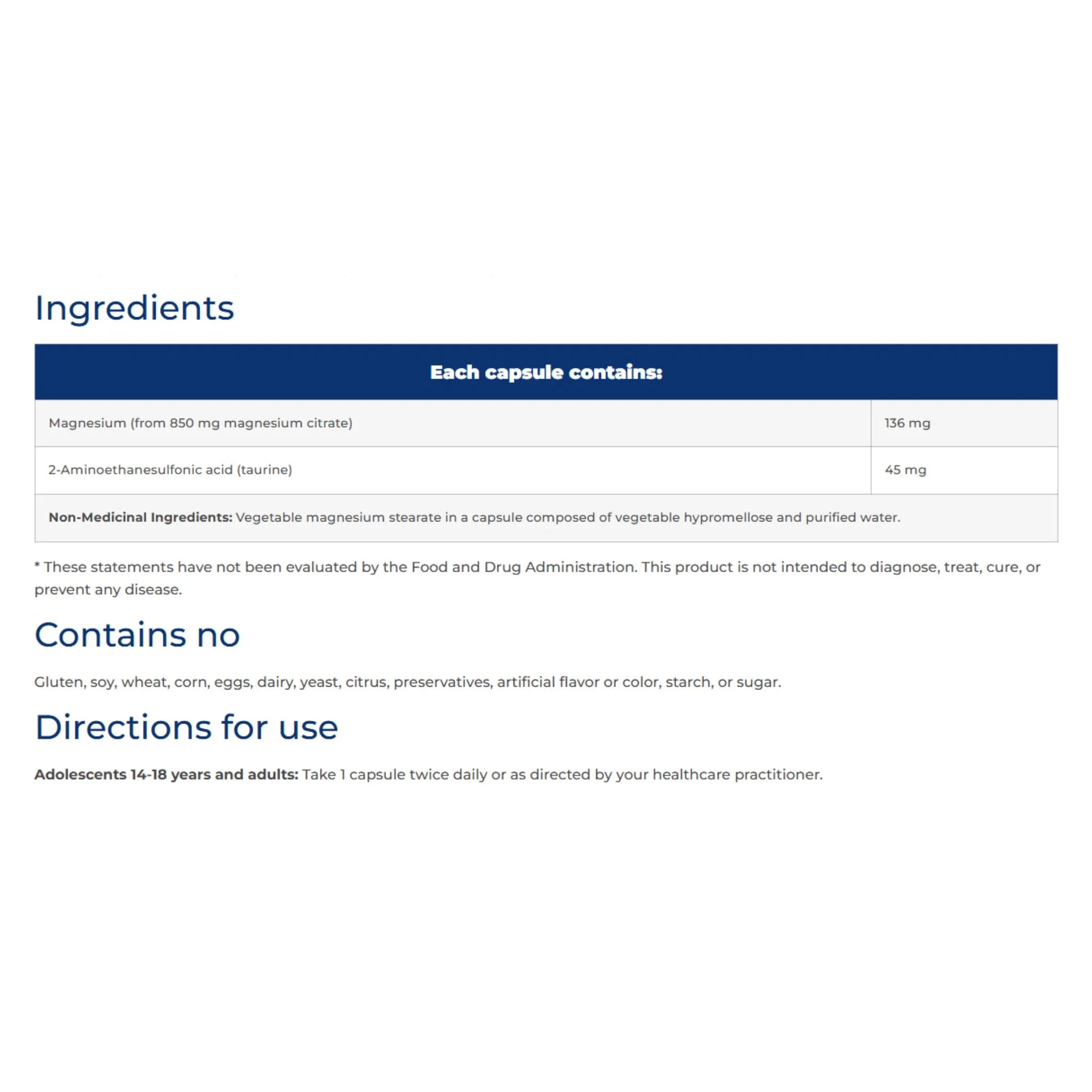 NFH Magnesium Citrate SAP 90 Capsules - Nature's Source Inc