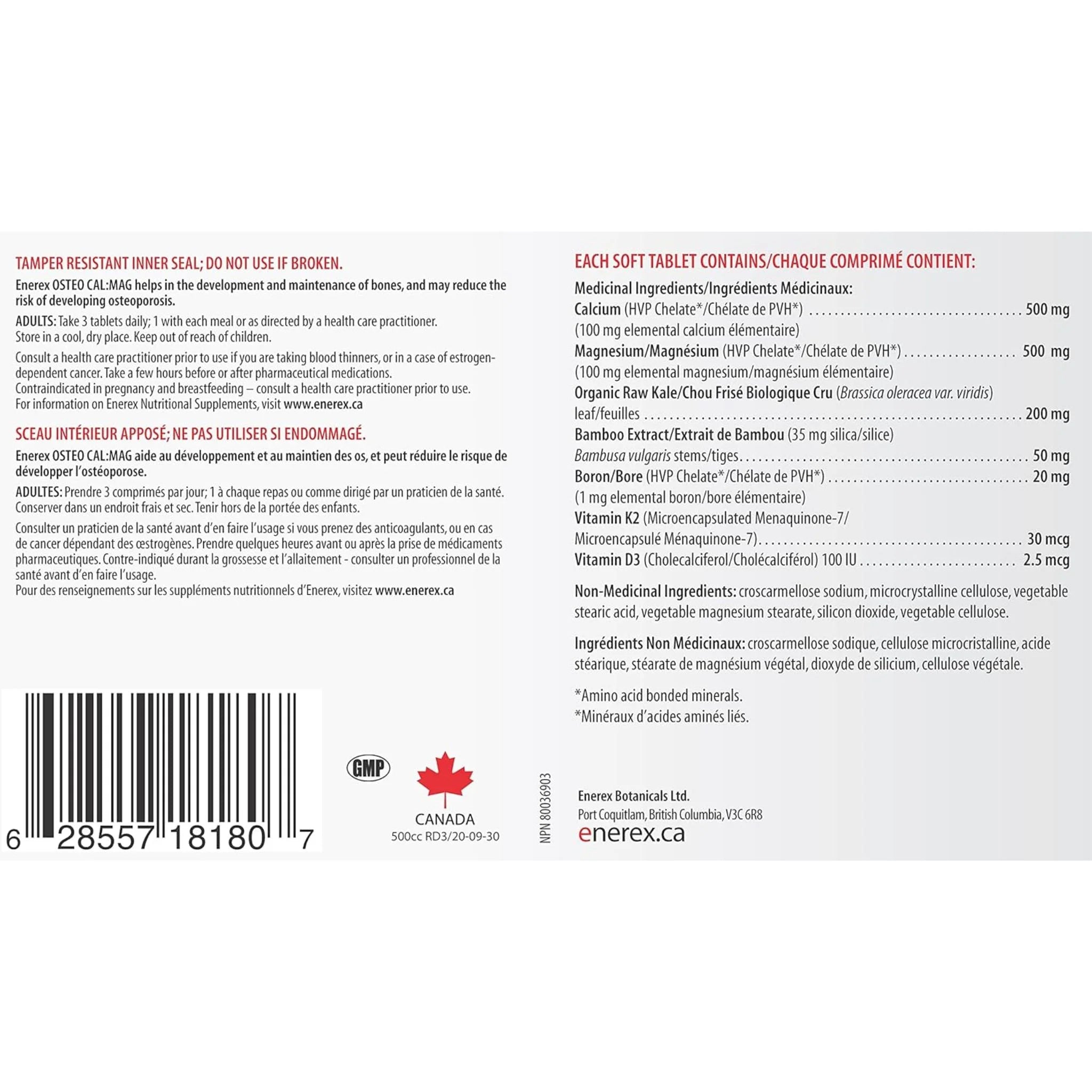 Enerex Osteo Cal-Mag 180 Tablets